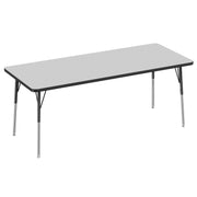 30" x 72" Rectangle Thermofused Activity Table with Adjustable Standard Swivel Glide Legs - Gray/Black