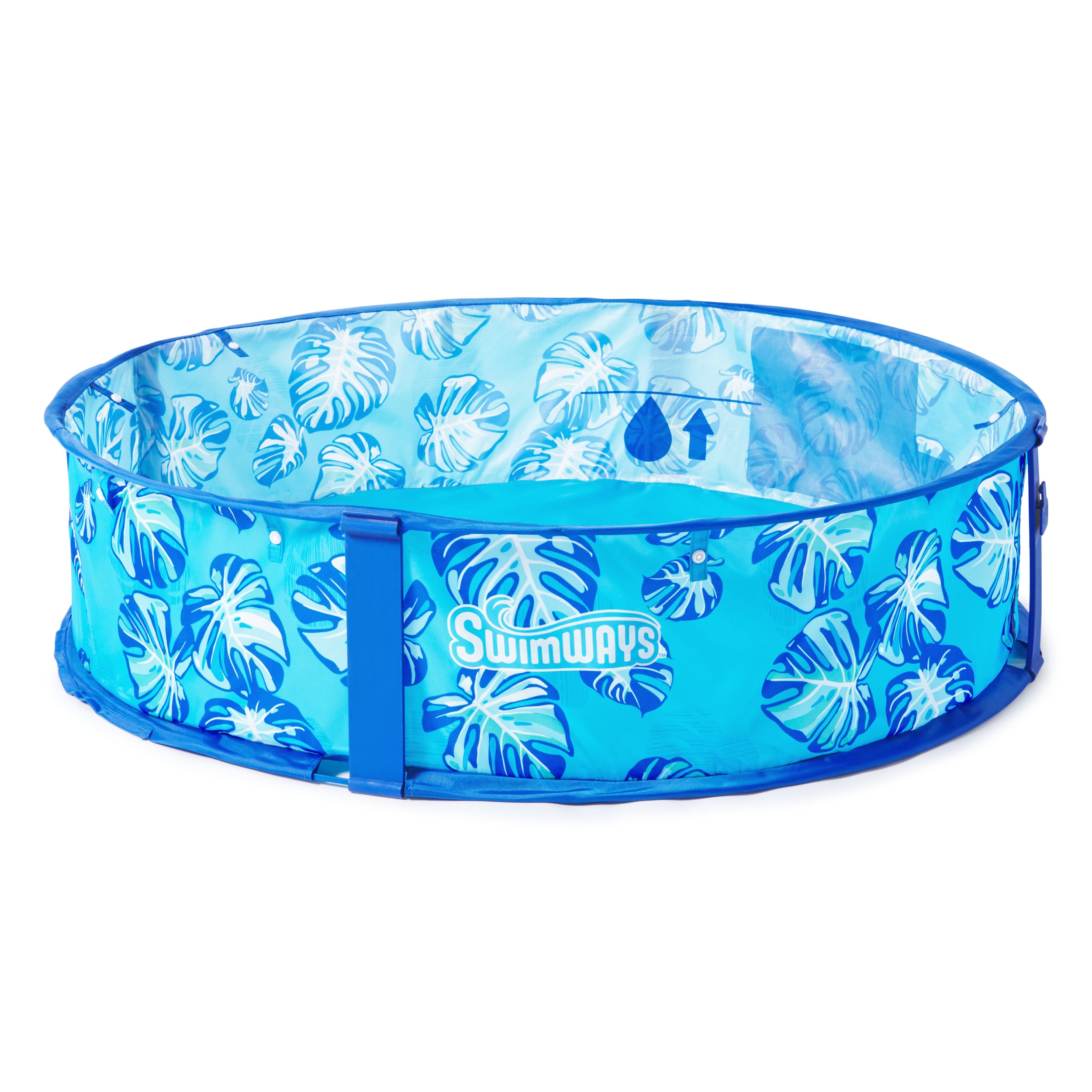 Swimways Elite Pop-Up Above Ground Pool, Baby Pool with Canopy & Carrying Case, Foldable Pool for Kids Aged 9-24 Months, Measures 32", Blue