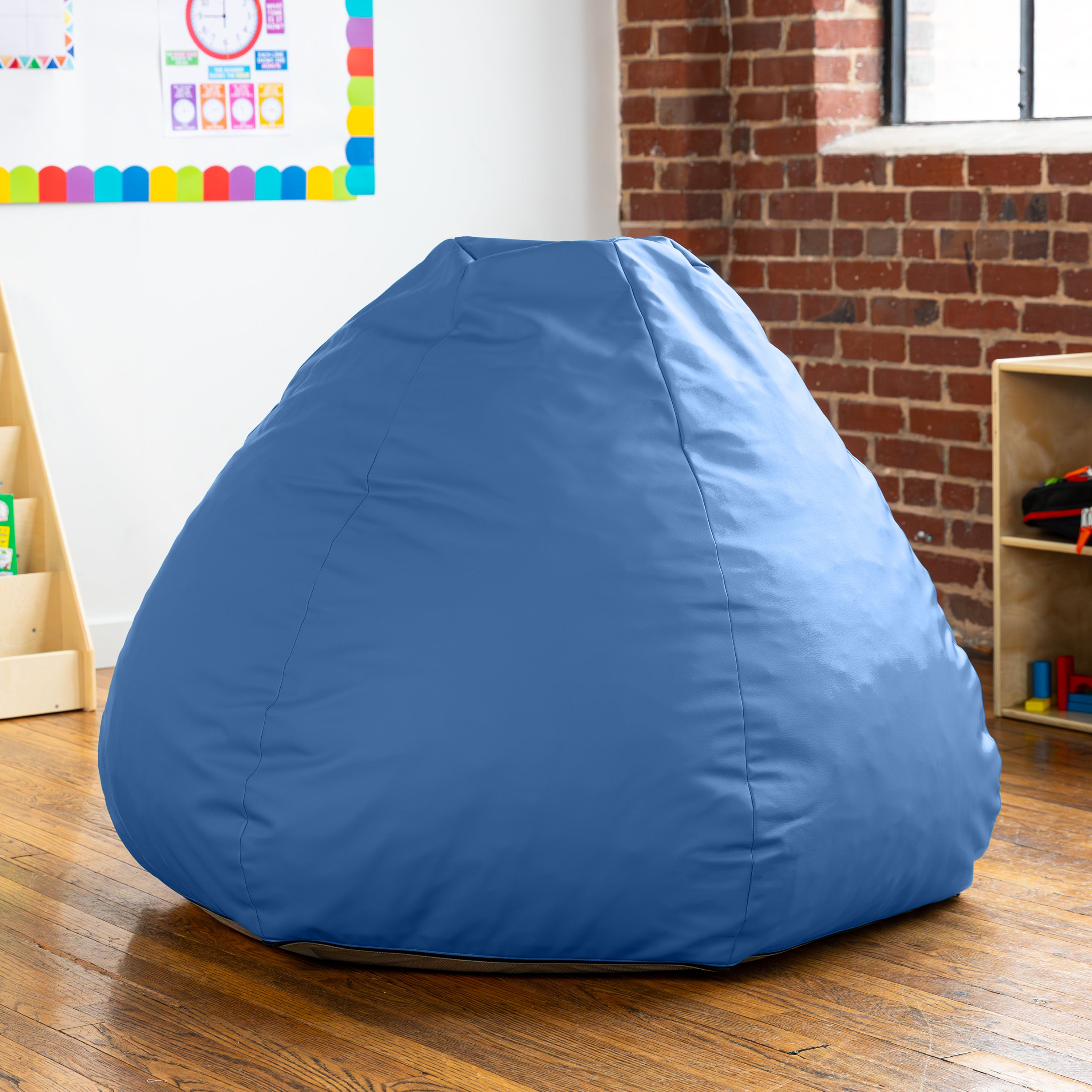 Jaxx Gumdrop Commercial Grade Bean Bag for Educational Environments, Large Size - Premium Vinyl - Royal Blue