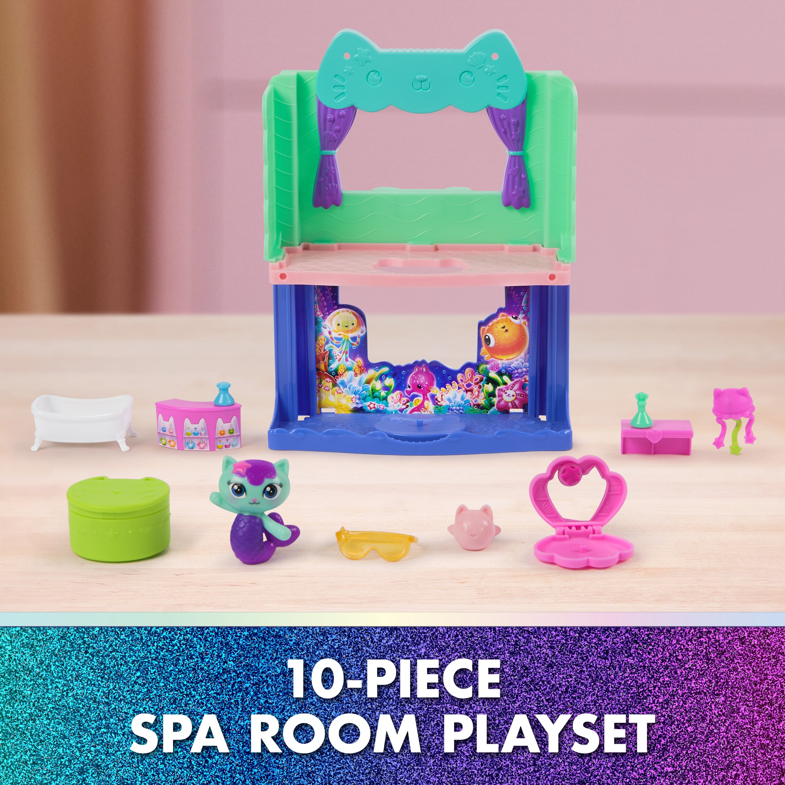 Gabby's Dollhouse: The Movie, MerCat's Spa-wesome Bathroom, Toy Figure, Dollhouse Accessories & Surprise Toy, Kids Toys for Girls & Boys Ages 3 and Up