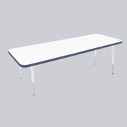 24" x 60" Rectangle Thermofused Activity Table with Adjustable Standard Swivel Glide Legs - White/Navy/White
