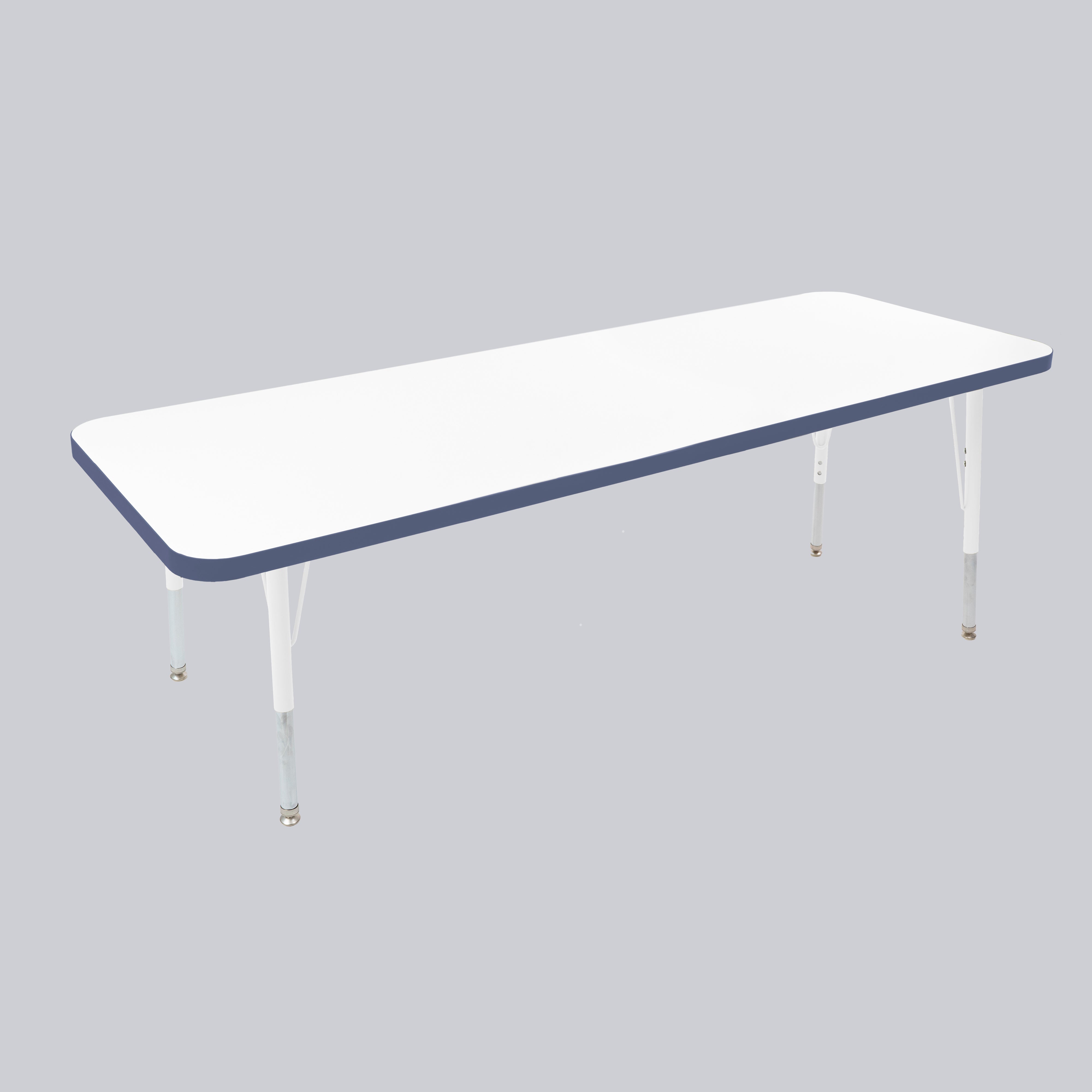 24" x 60" Rectangle Thermofused Activity Table with Adjustable Standard Swivel Glide Legs - White/Navy/White