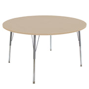 48" Round La Madera Activity Table with Standard Legs - Maple Grain/Silver