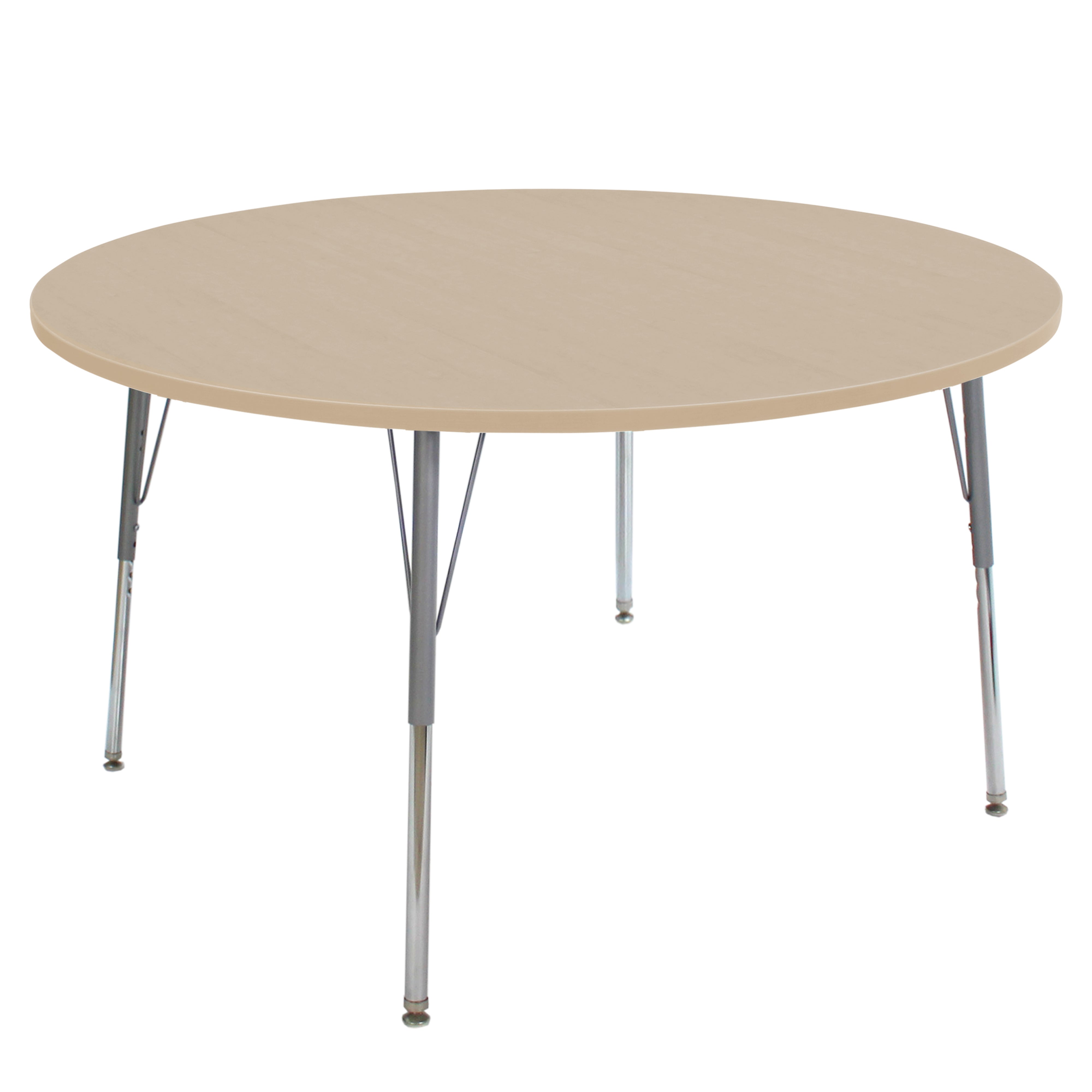 48" Round La Madera Activity Table with Standard Legs - Maple Grain/Silver