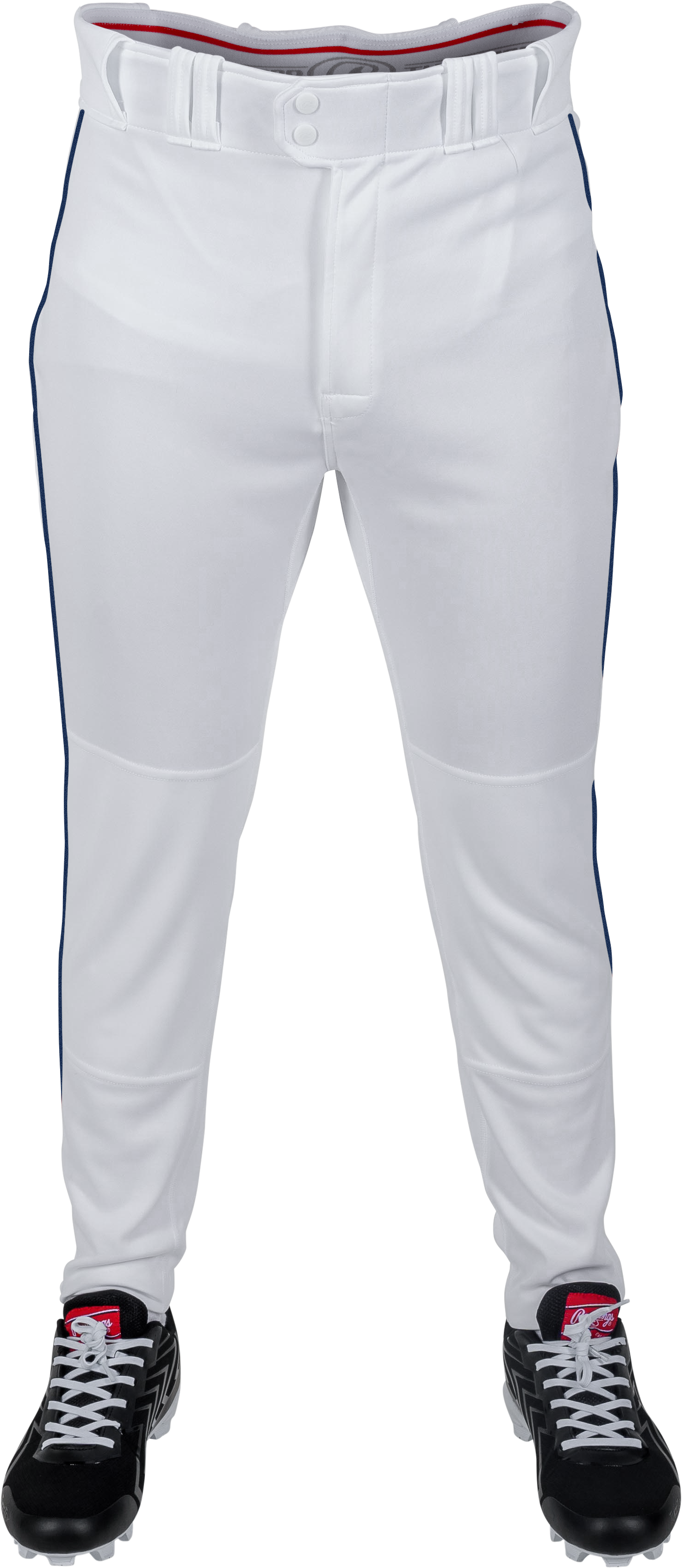 Rawlings Adult Plated Piped Pro Taper Fit Pant - Small - White/Navy