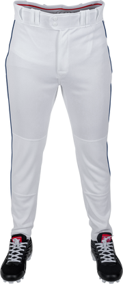 Rawlings Adult Plated Piped Pro Taper Fit Pant - Small - White/Navy