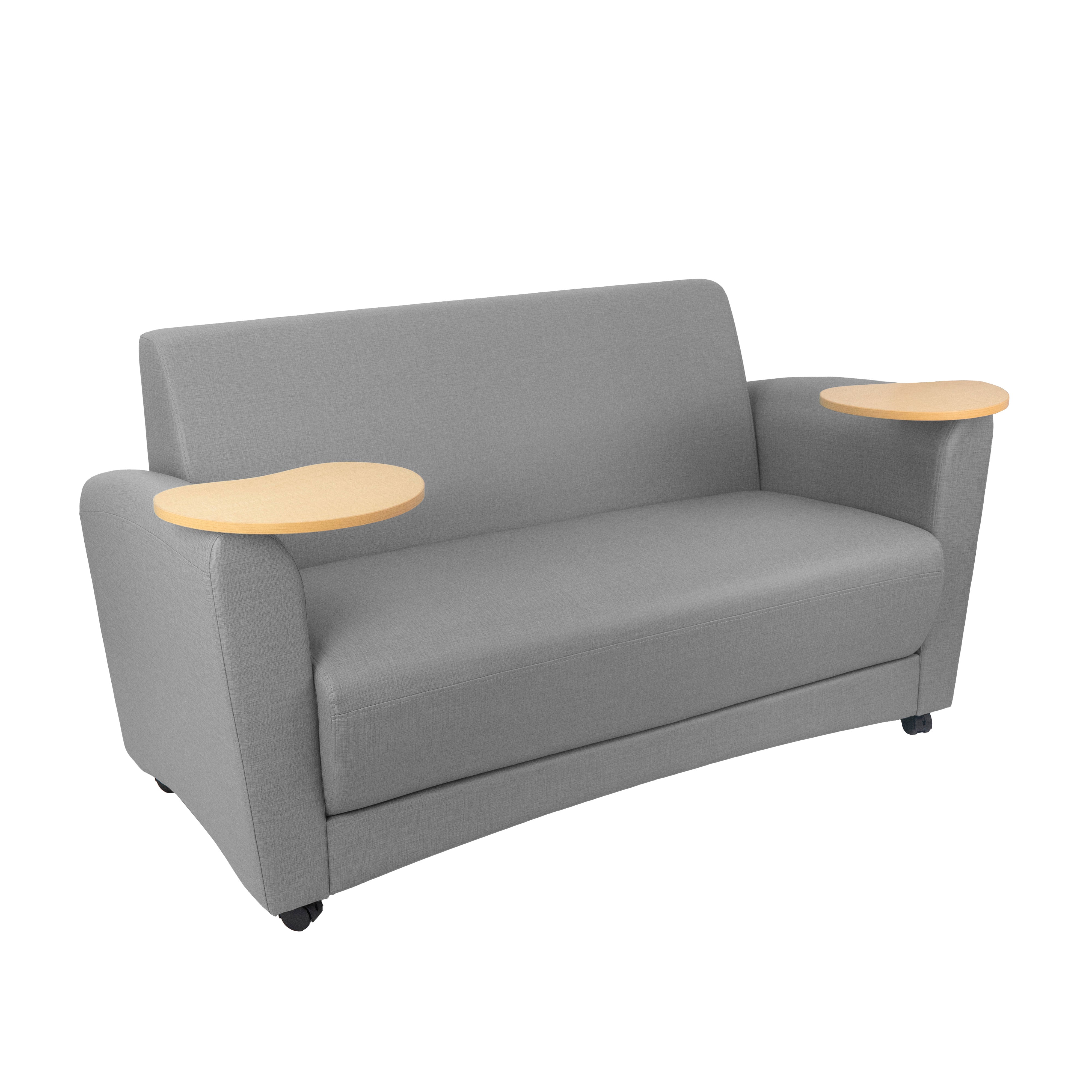 Pro Series Upholstered Common Area Sofa with Tablet - Slate Gray Crosshatch/Maple Grain