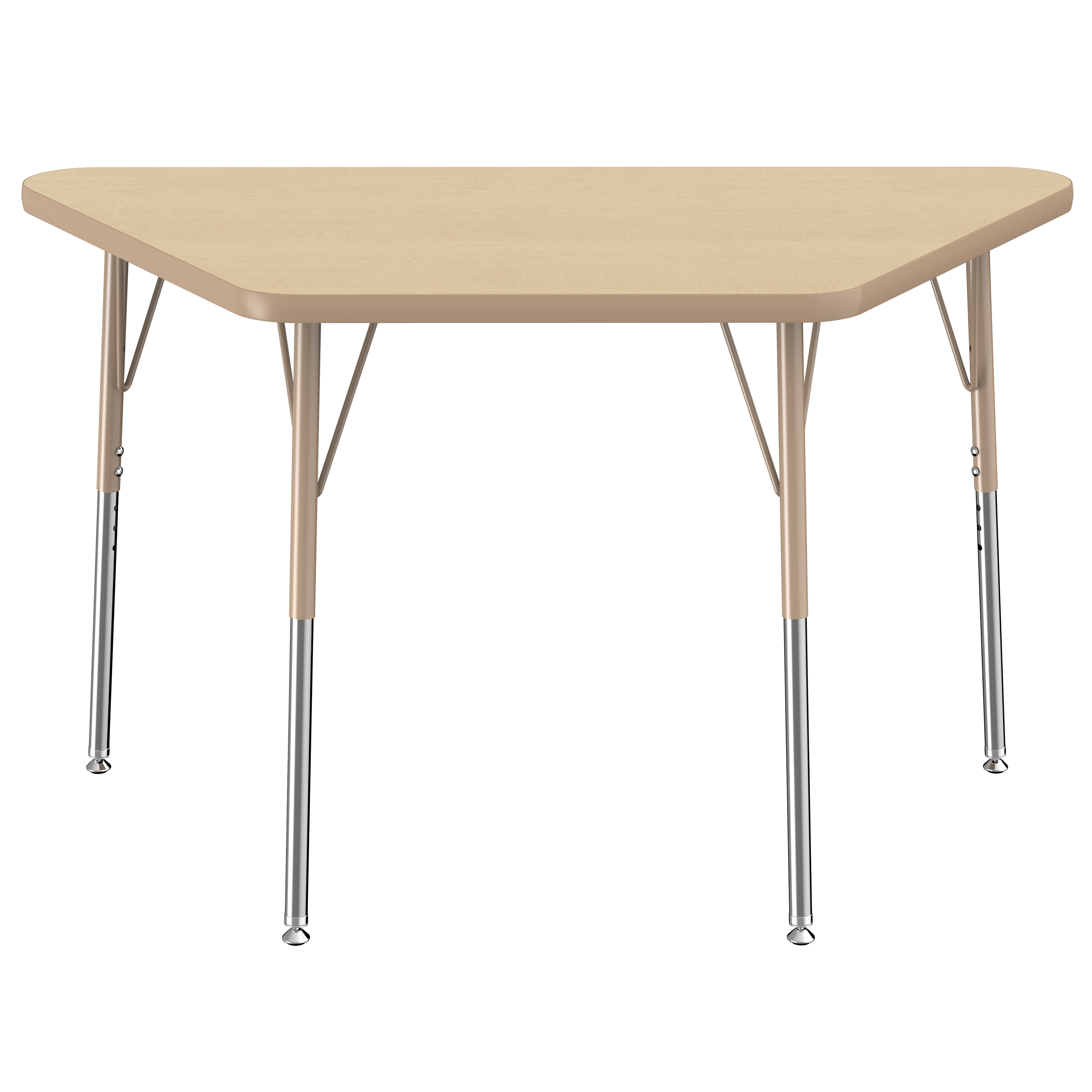 24" x 48" Trapezoid T-Molding Activity Table with Adjustable Standard Swivel Glide Legs - Maple/Sand