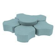Pro Series Upholstered Spoke Ottoman, 6-Piece Set - Sky Blue Crosshatch