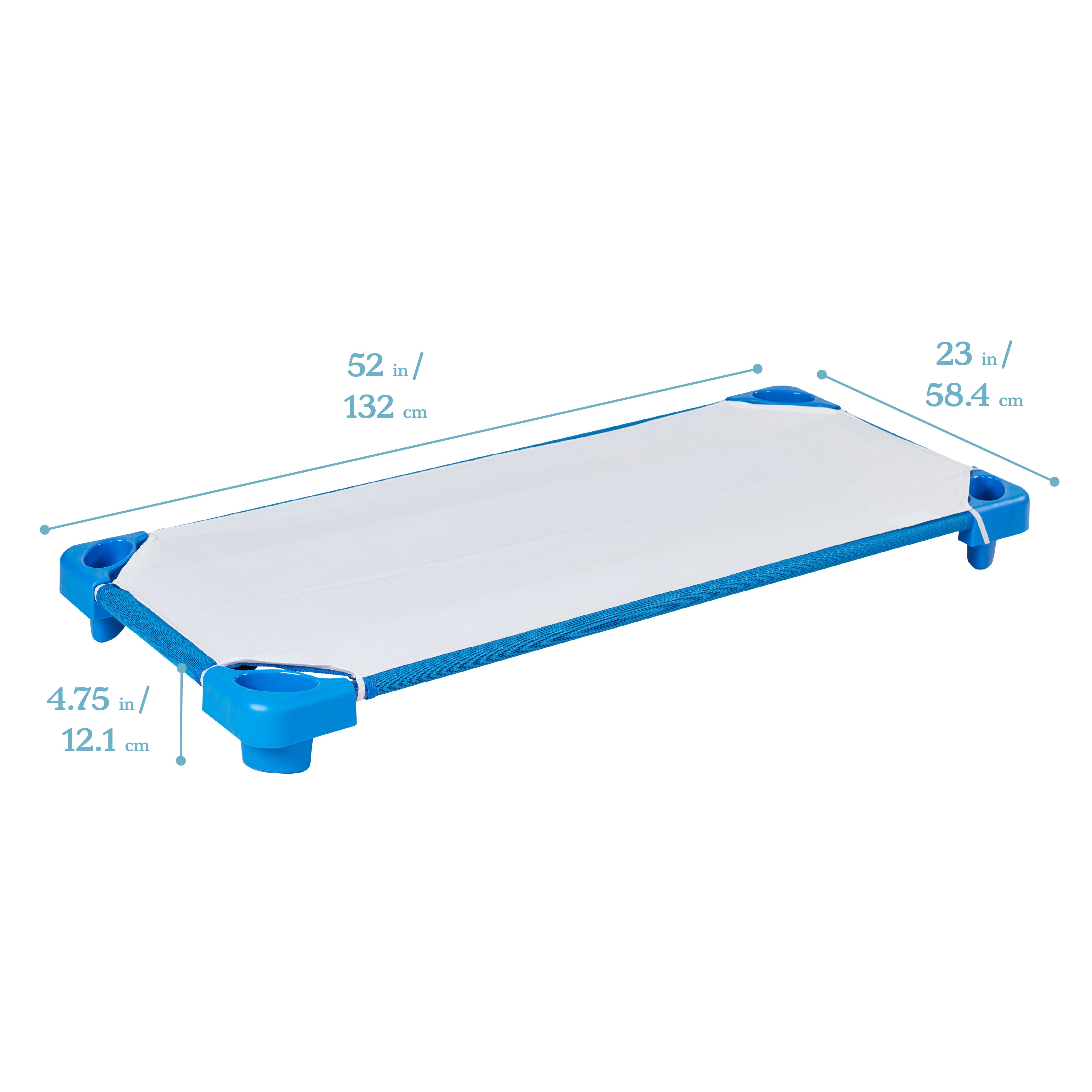 Stackable Kiddie Cot Standard with Sheet Ready-to-Assemble 6-Pack - Blue