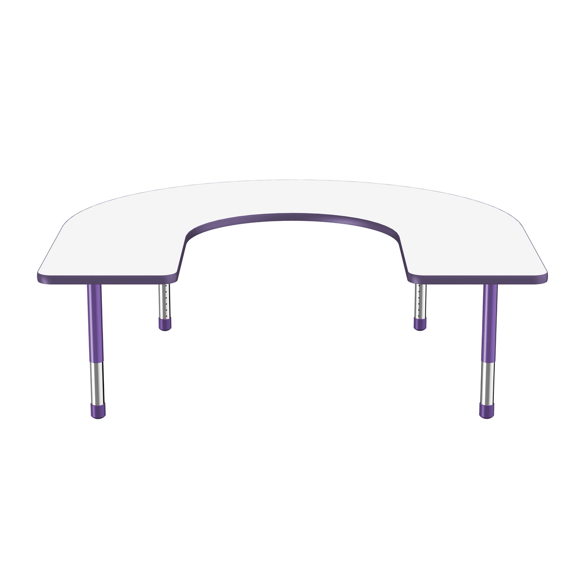 60" x 66" Horseshoe Dry-Erase Activity Table with Adjustable Chunky Legs - Whiteboard/Eggplant/Purple