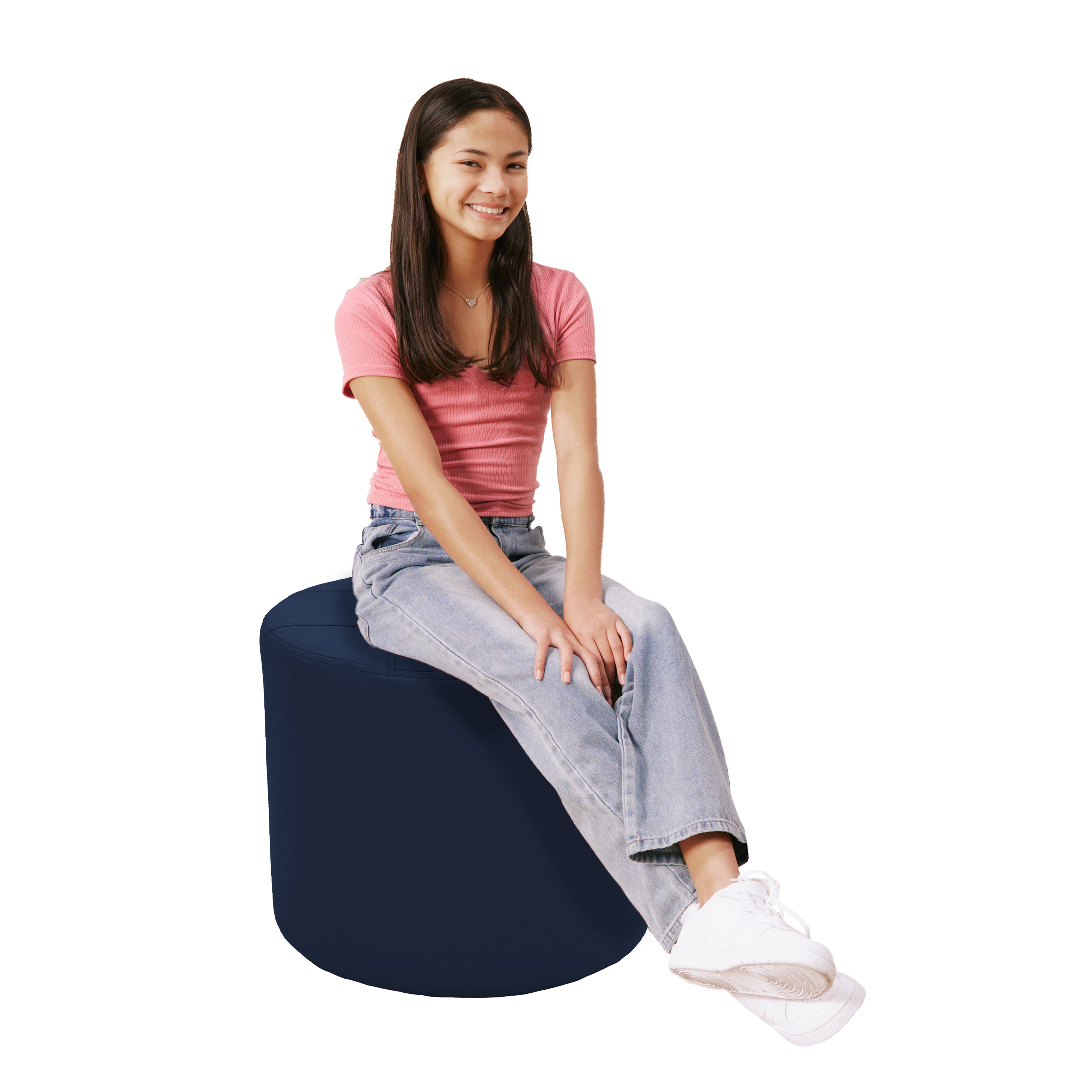 Tufted Round Ottoman 16" Height - Navy