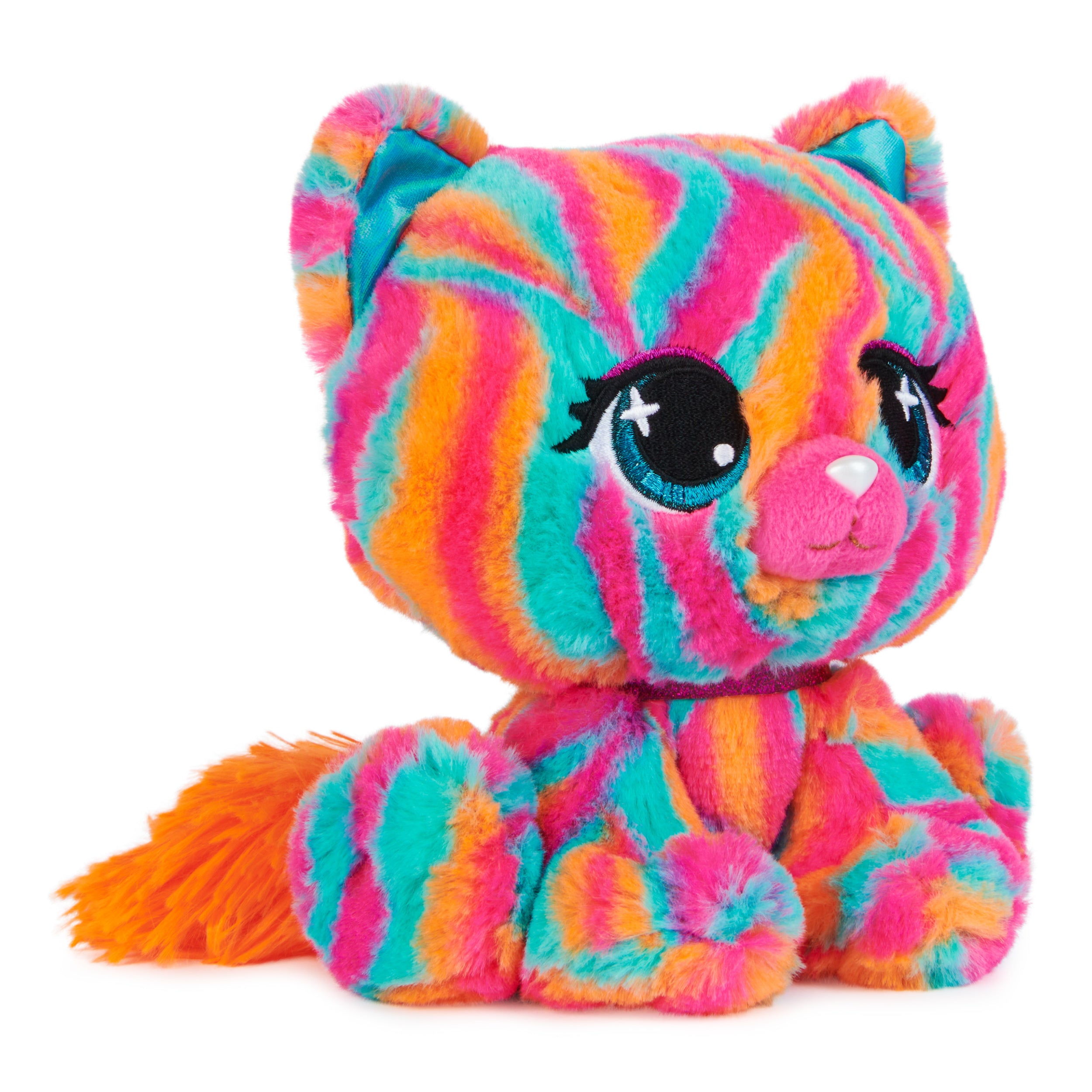 P.Lushes Designer Fashion Pets Emelia Vento Premium Cat Stuffed Animal, Pink and Blue, 6”