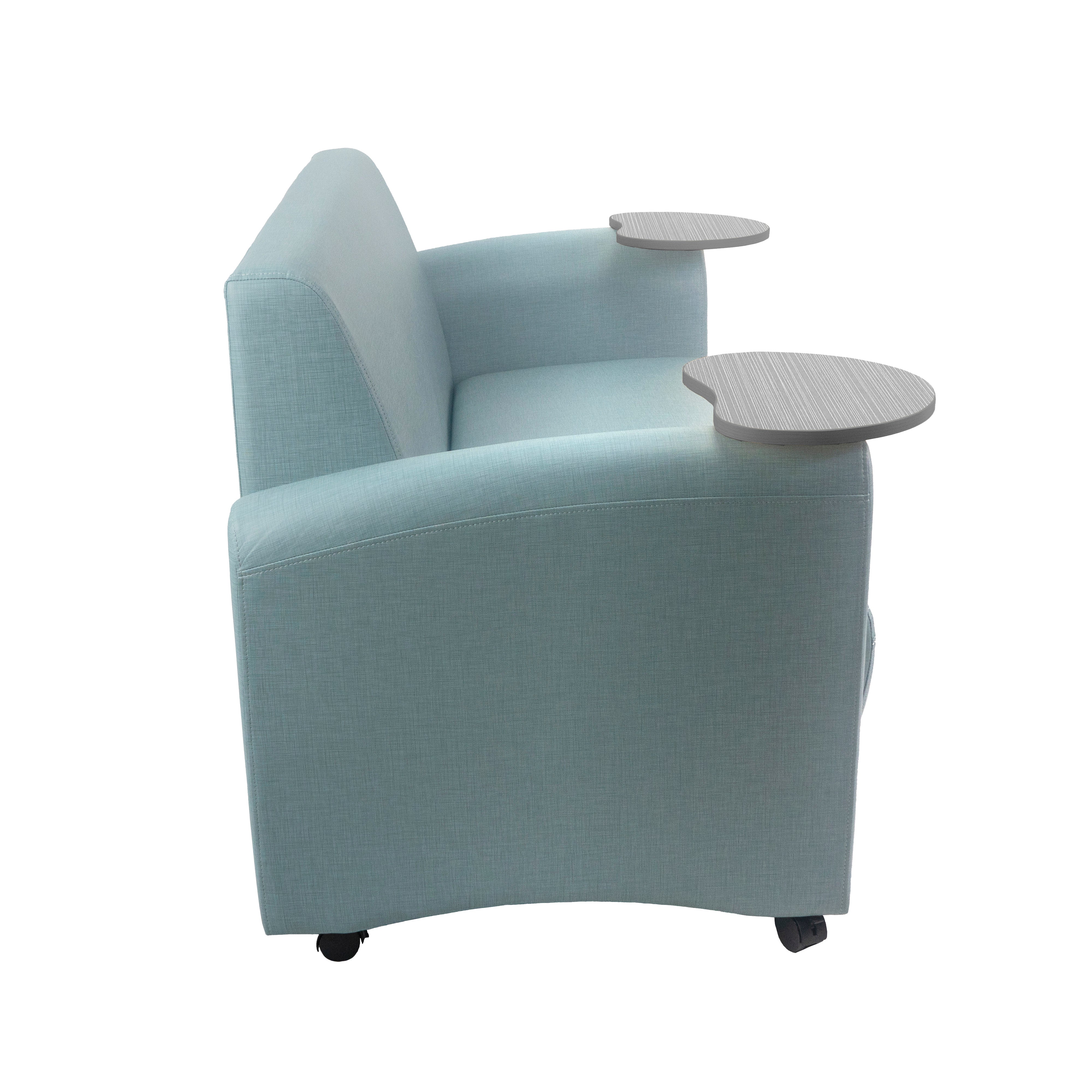 Pro Series Upholstered Common Area Sofa with Tablet - Sky Blue Crosshatch/Cosmic Strandz