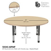 48" Round T-Molding Activity Table with Adjustable Chunky Legs - Maple/Maple/Black