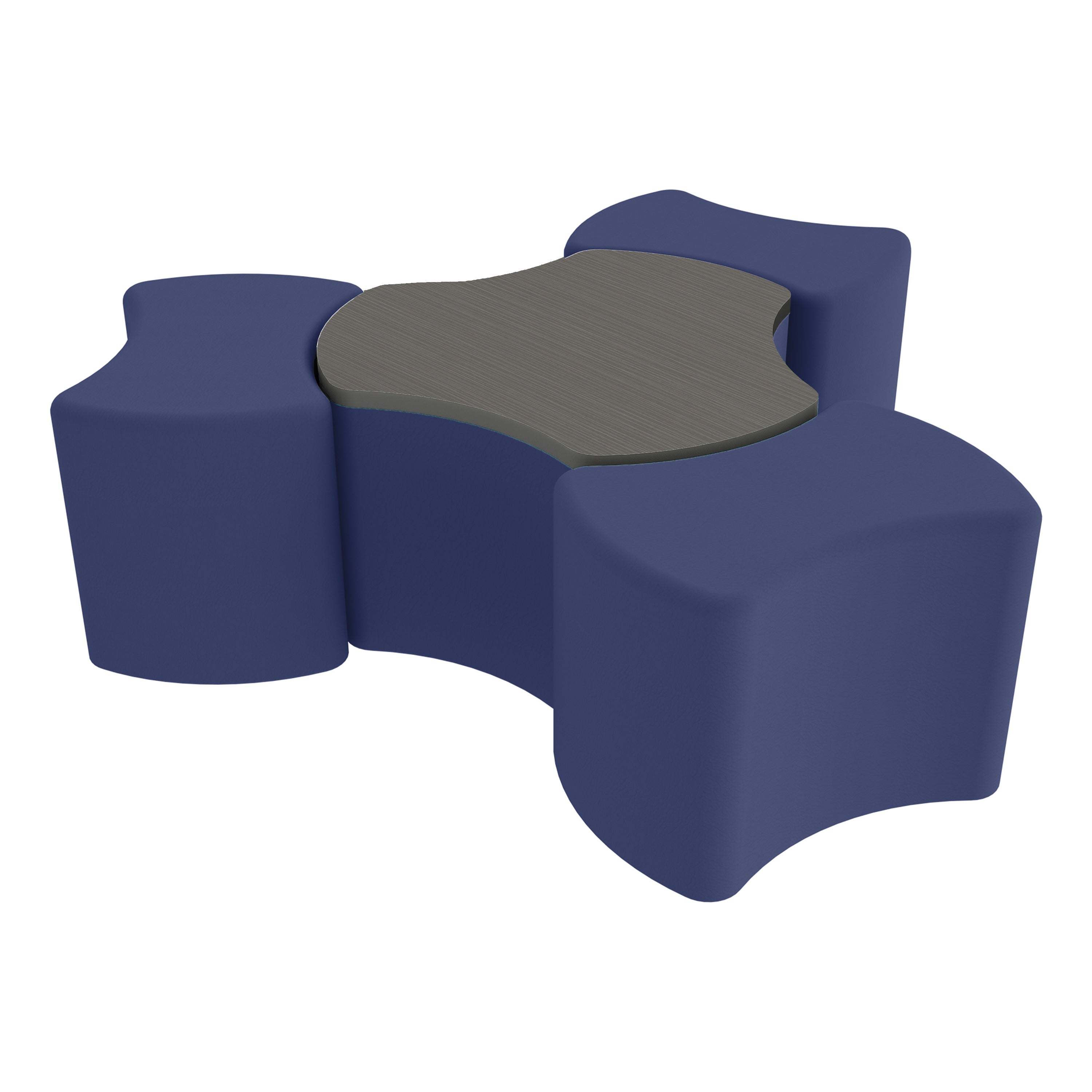 Pro Series Cog Ottoman Table with Bowtie 18" H Seating, 4-Piece Set - Navy/Cosmic Strandz