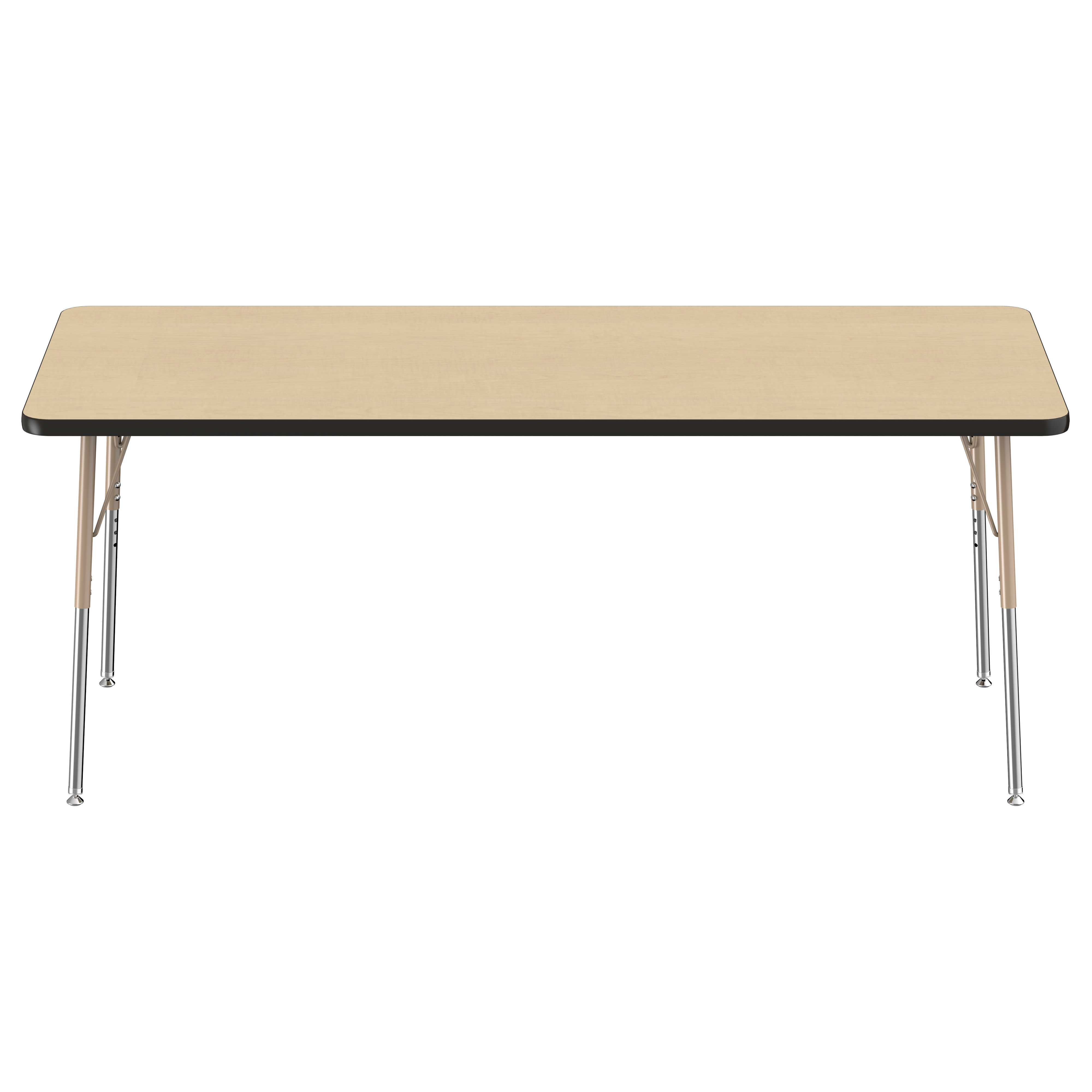 30" x 72" Rectangle T-Molding Activity Table with Adjustable Standard Swivel Glide Legs - Maple/Black/Sand