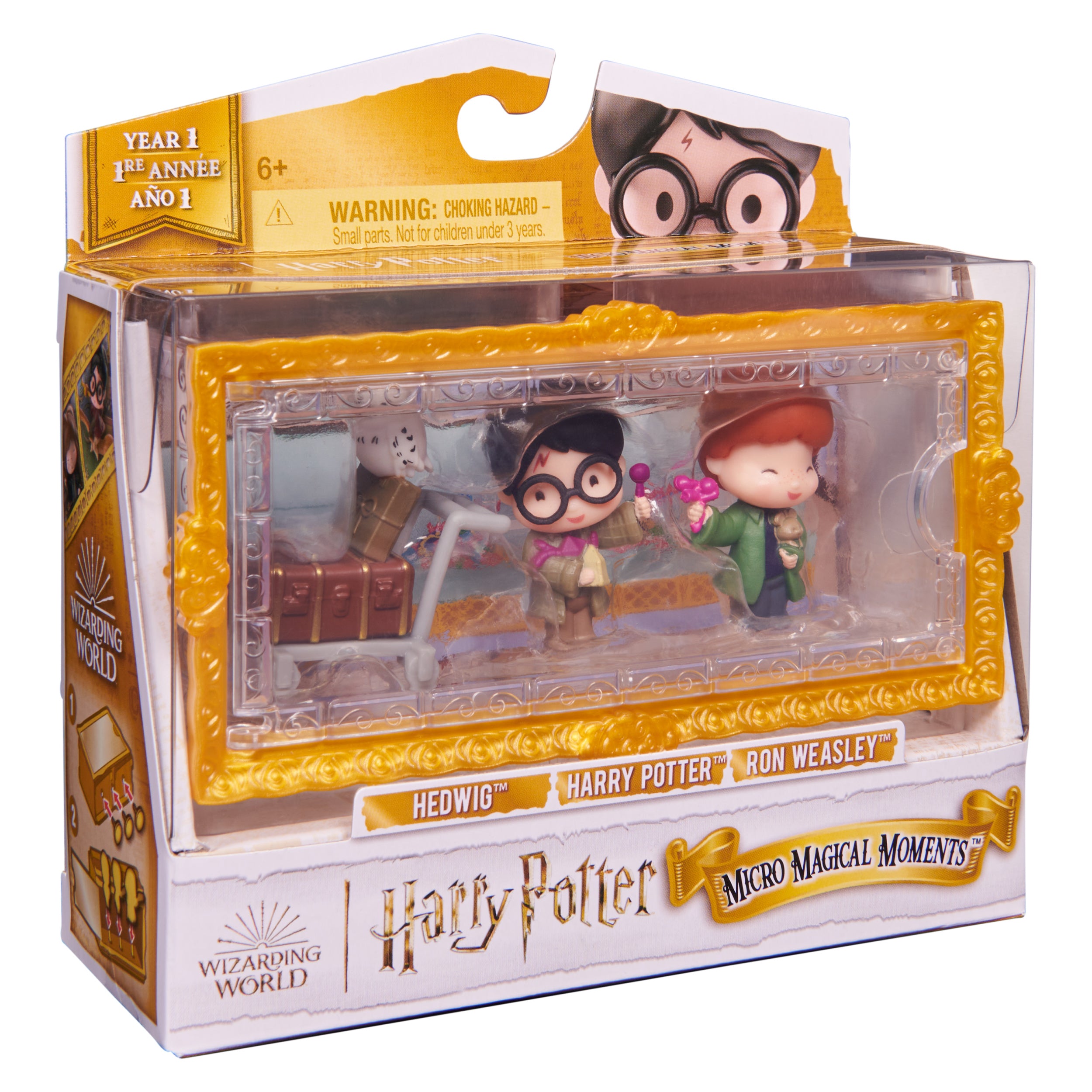 Wizarding World Harry Potter, Micro Magical Moments Action Figures Set with Harry, Ron, Hedwig & Display Case, Kids Toys for Ages 6 and up