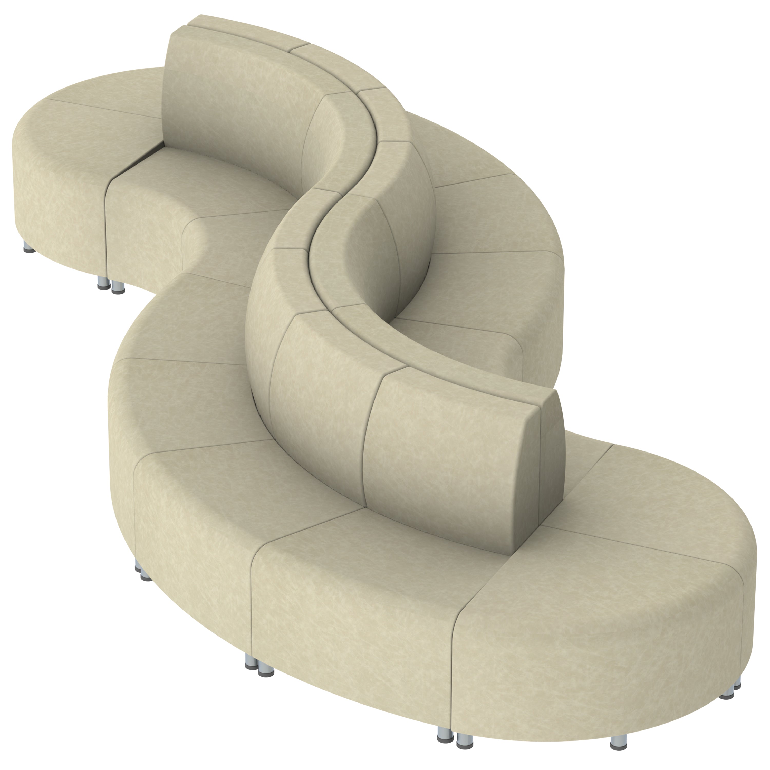 Pro Series Rustic Connect Curved Swell Seating, 16-Piece Set - Almond