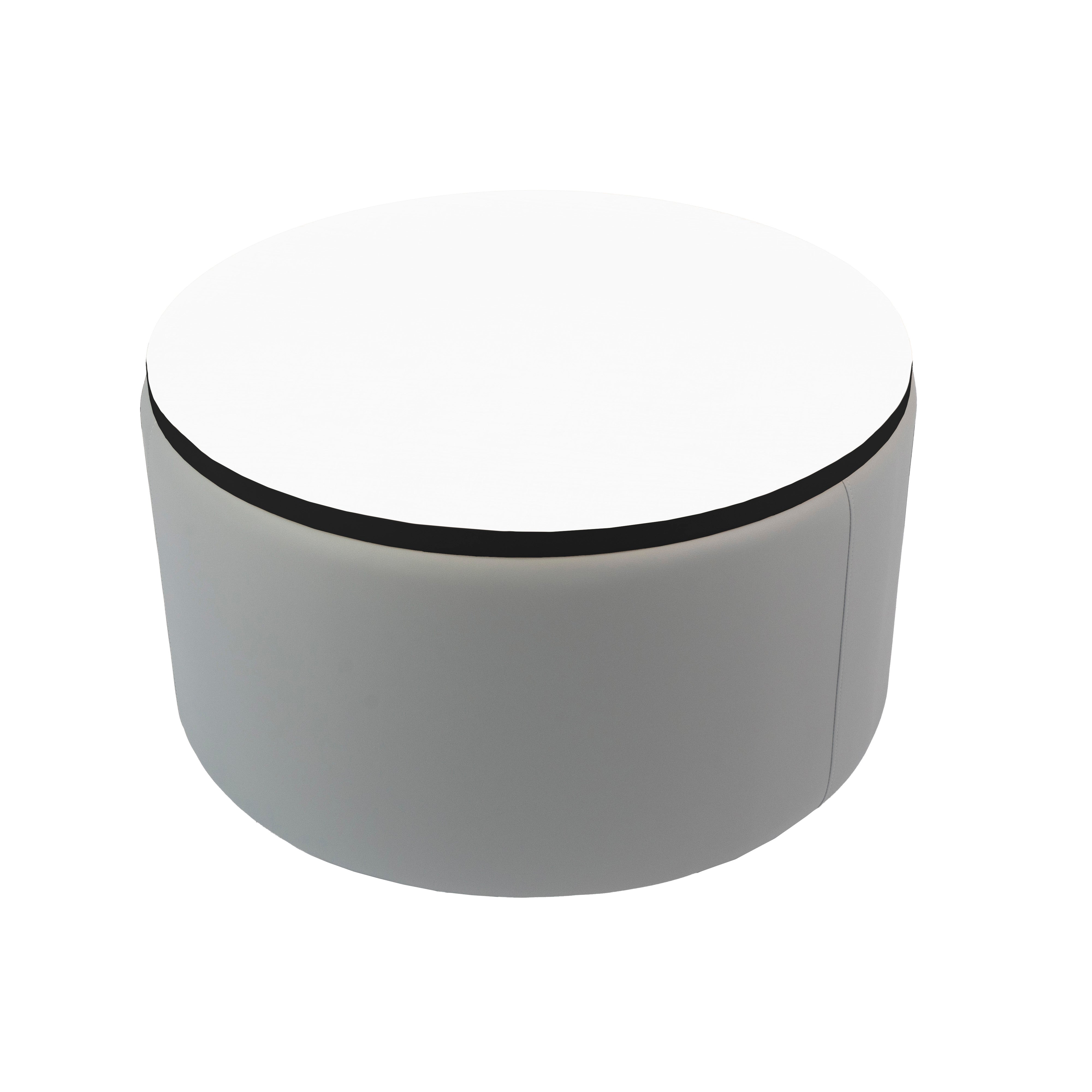 Pro Series Upholstered 30" Round Dry-Erase Ottoman Table 18" Height - Gray/Whiteboard