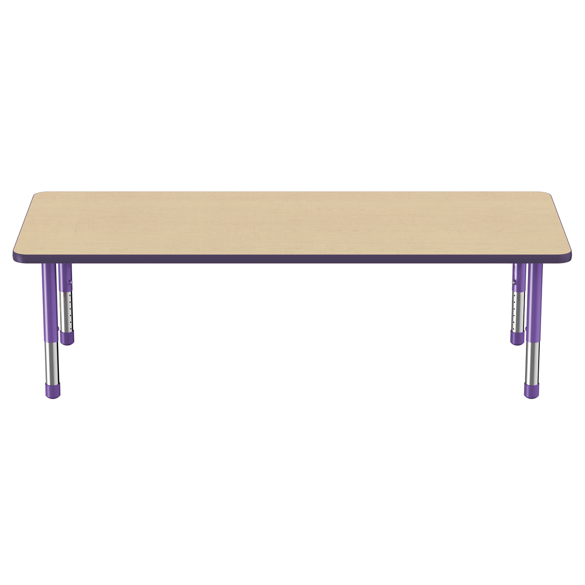 30" x 72" Rectangle T-Molding Activity Table with Adjustable Chunky Legs - Maple/Purple