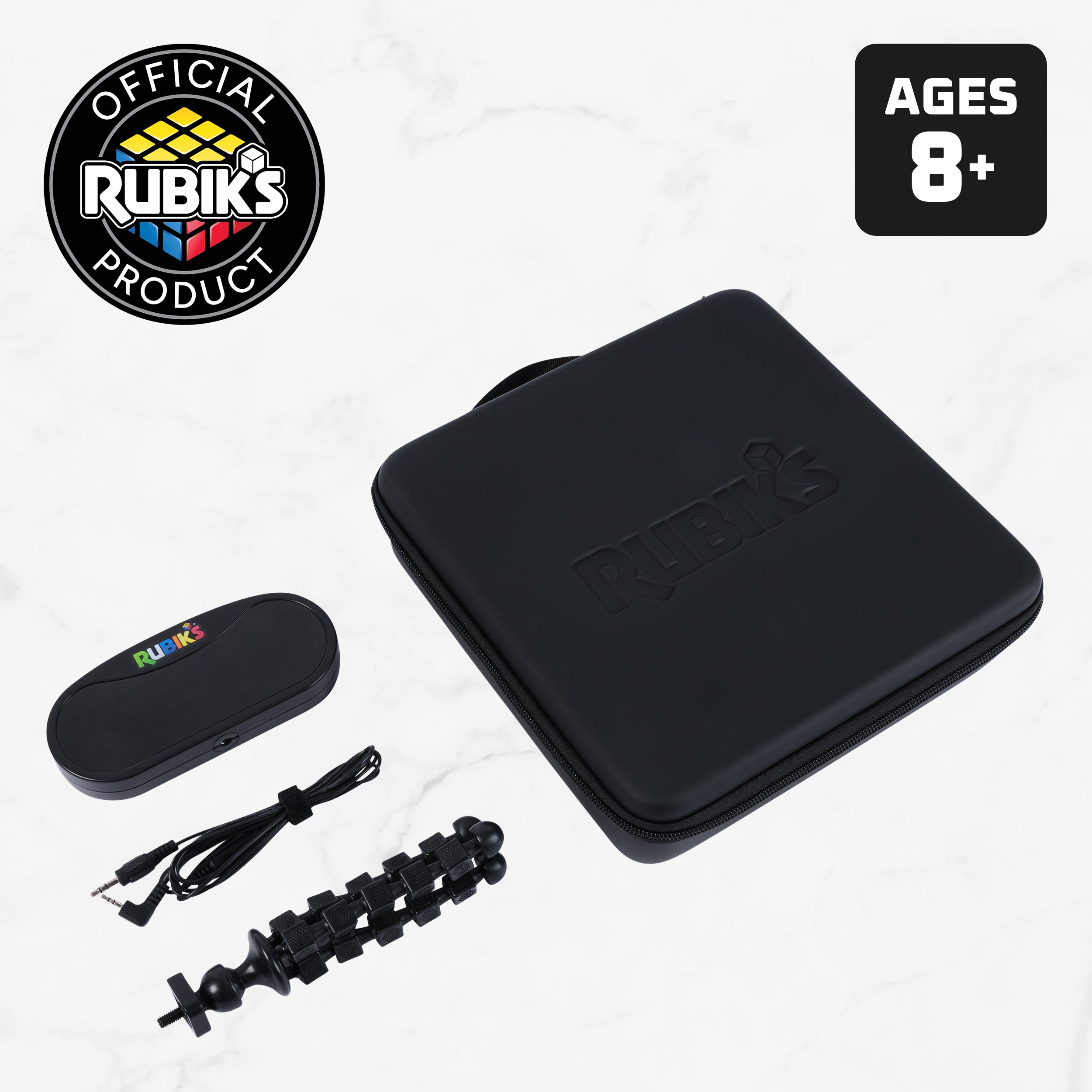 Rubik’s Cube, Mini Timer Display & Stand, Includes Case, Clear Display Device & Adjustable Stand for At-Home Speedcubing Practice, Brain Teaser Puzzle for Adults, Fidget Toy for Kids, Ages 8 & Up