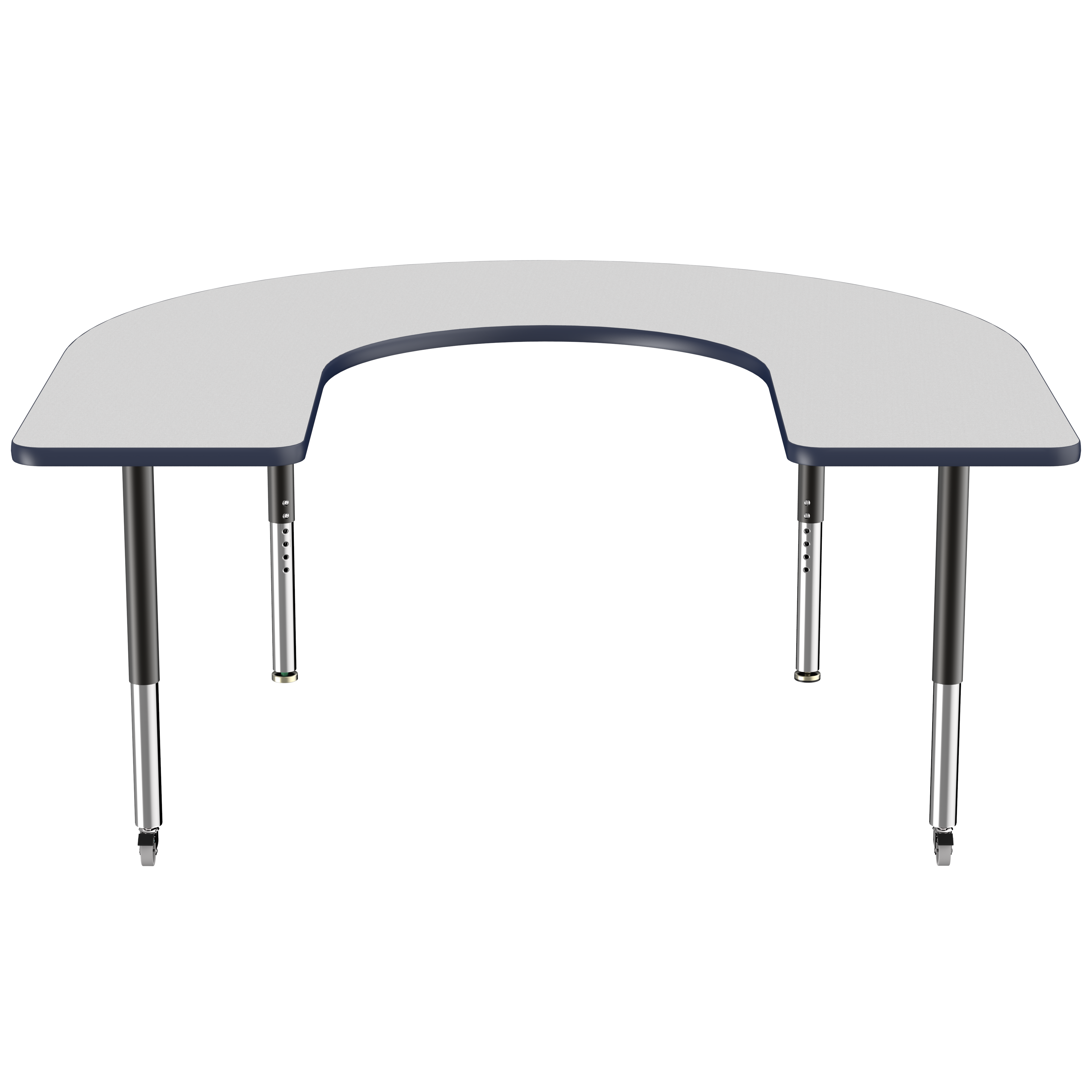 60" x 66" Horseshoe T-Molding Activity Table with Adjustable Super Legs - Gray/Navy/Black