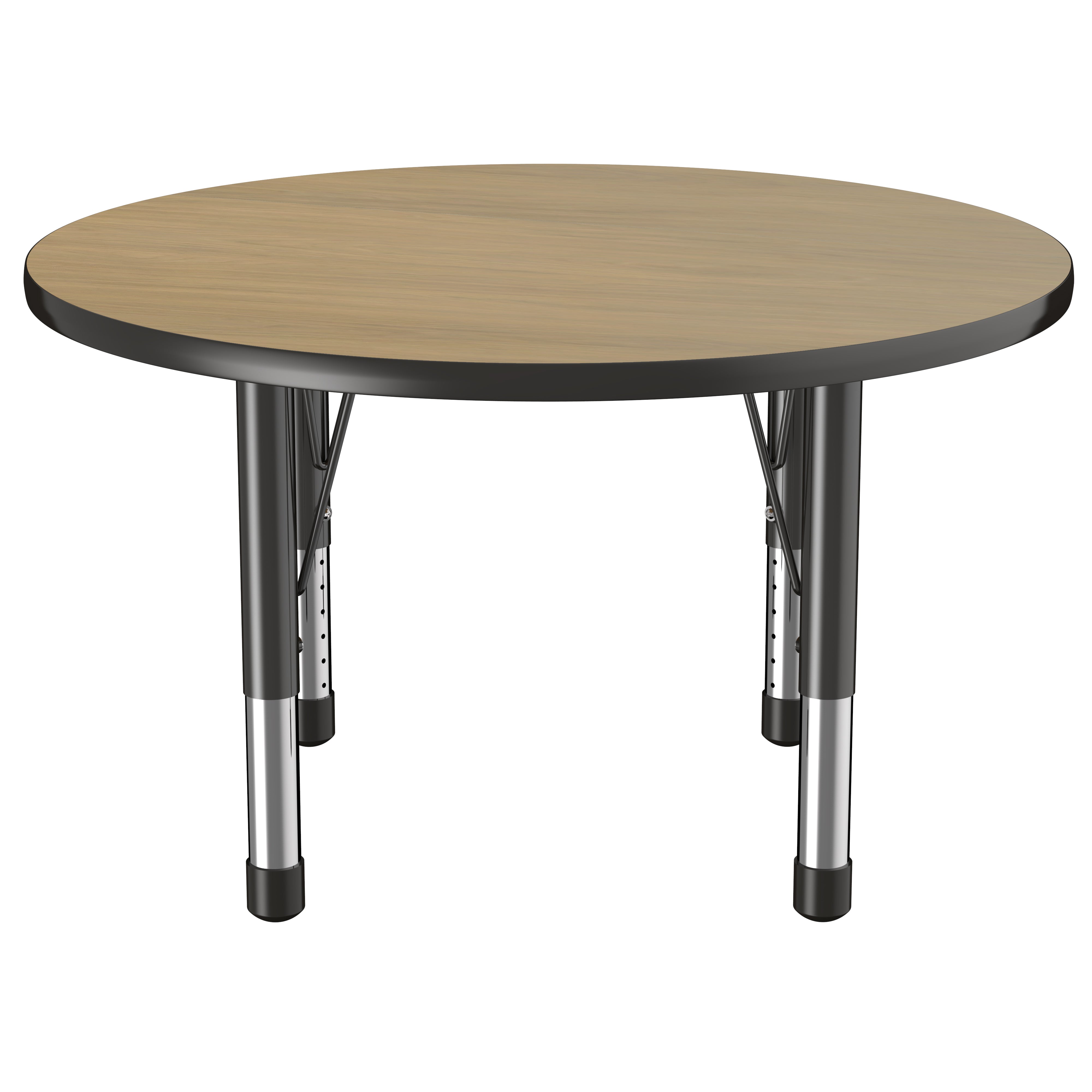 36" Round T-Molding Activity Table with Adjustable Chunky Legs - Pasadena Oak/Black