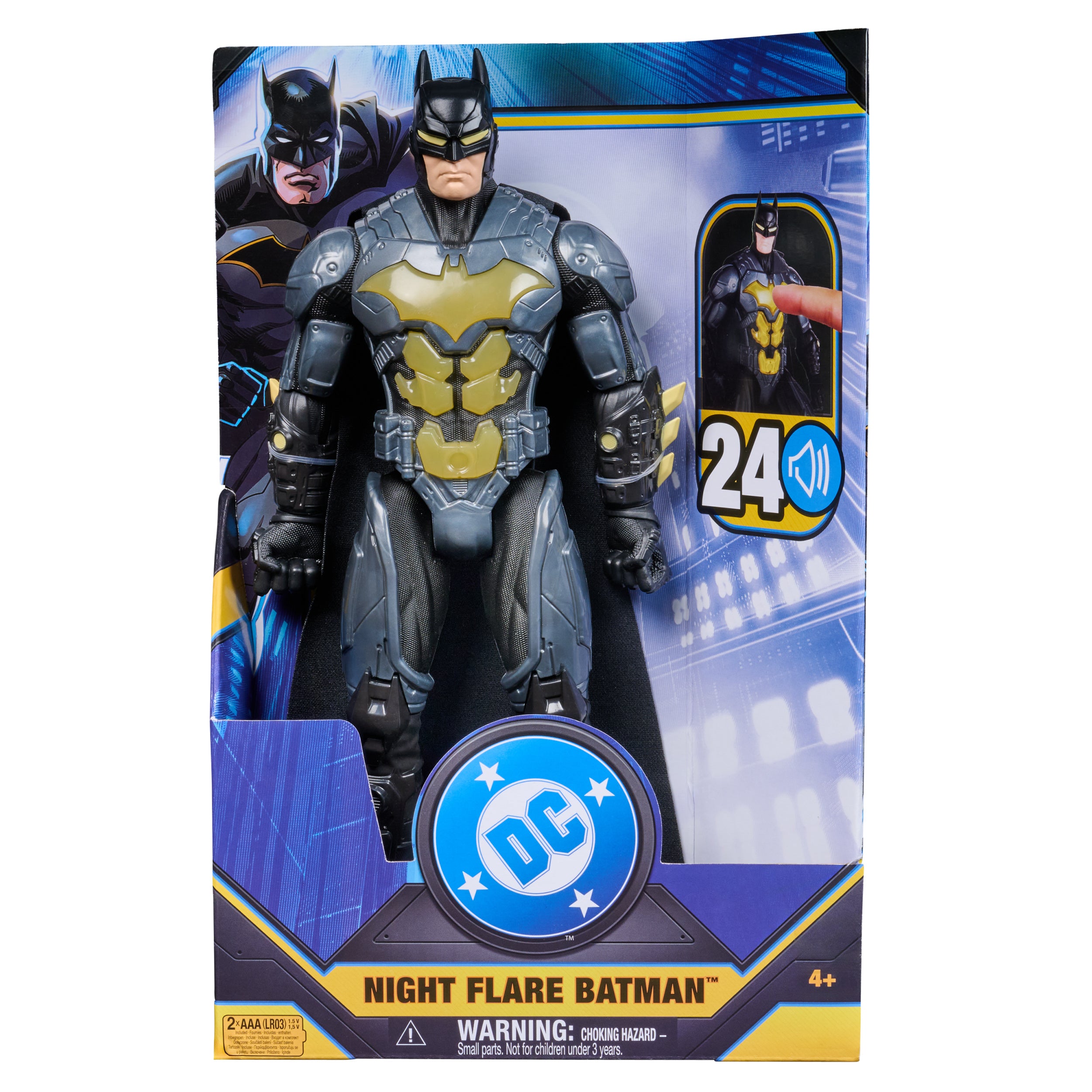 DC Comics, Batman Night Flare 12" Light Up Action Figure with 24 Sounds & Phrases, Super Hero Kids Toys for Boys & Girls Ages 4 & Up, Batteries Included