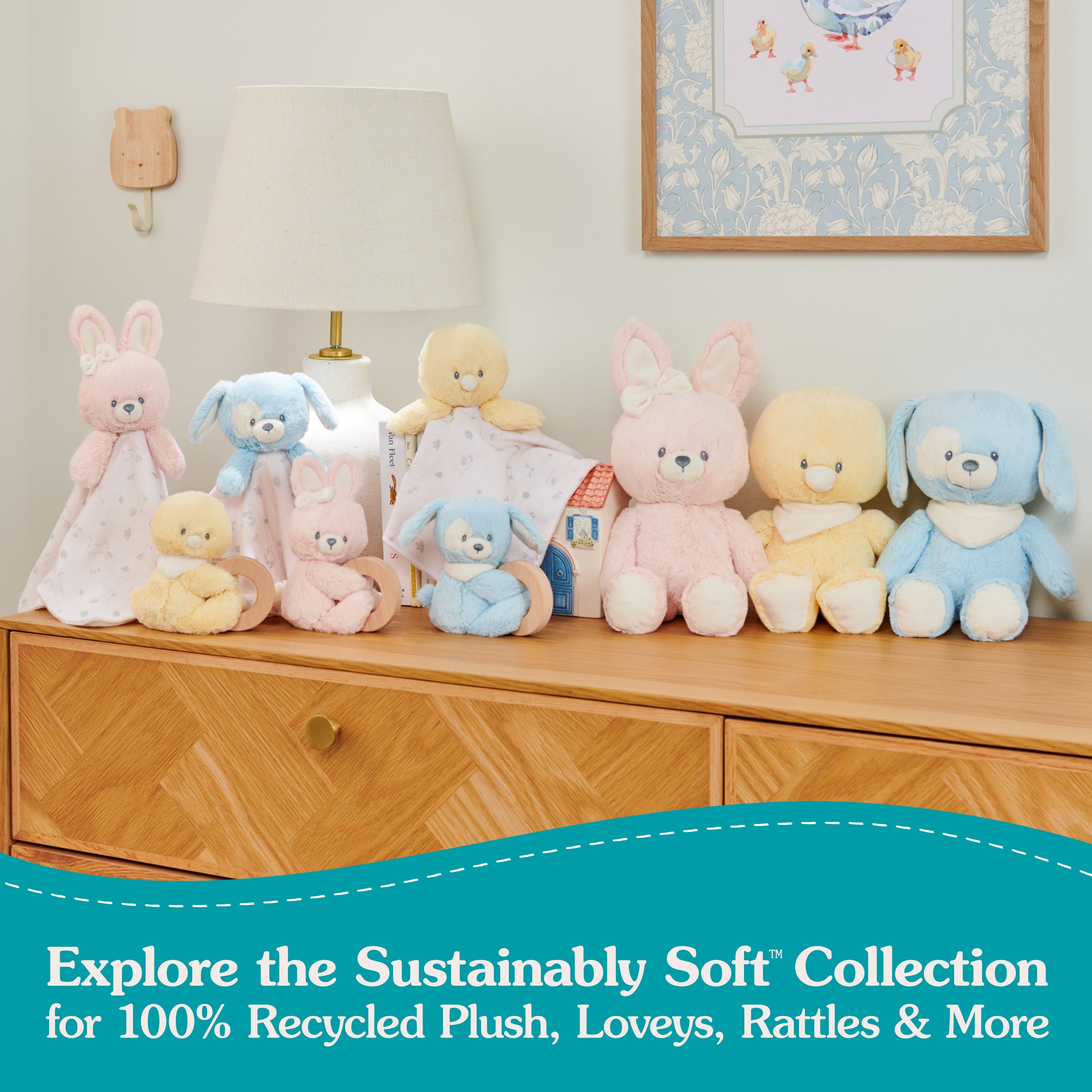 GUND Baby Sustainable Lamb Rattle, Winky Lamb Stuffed Animal, Plush Made from 100% Recycled Materials, Plush Rattle Sensory Toy for Babies, White, 7”