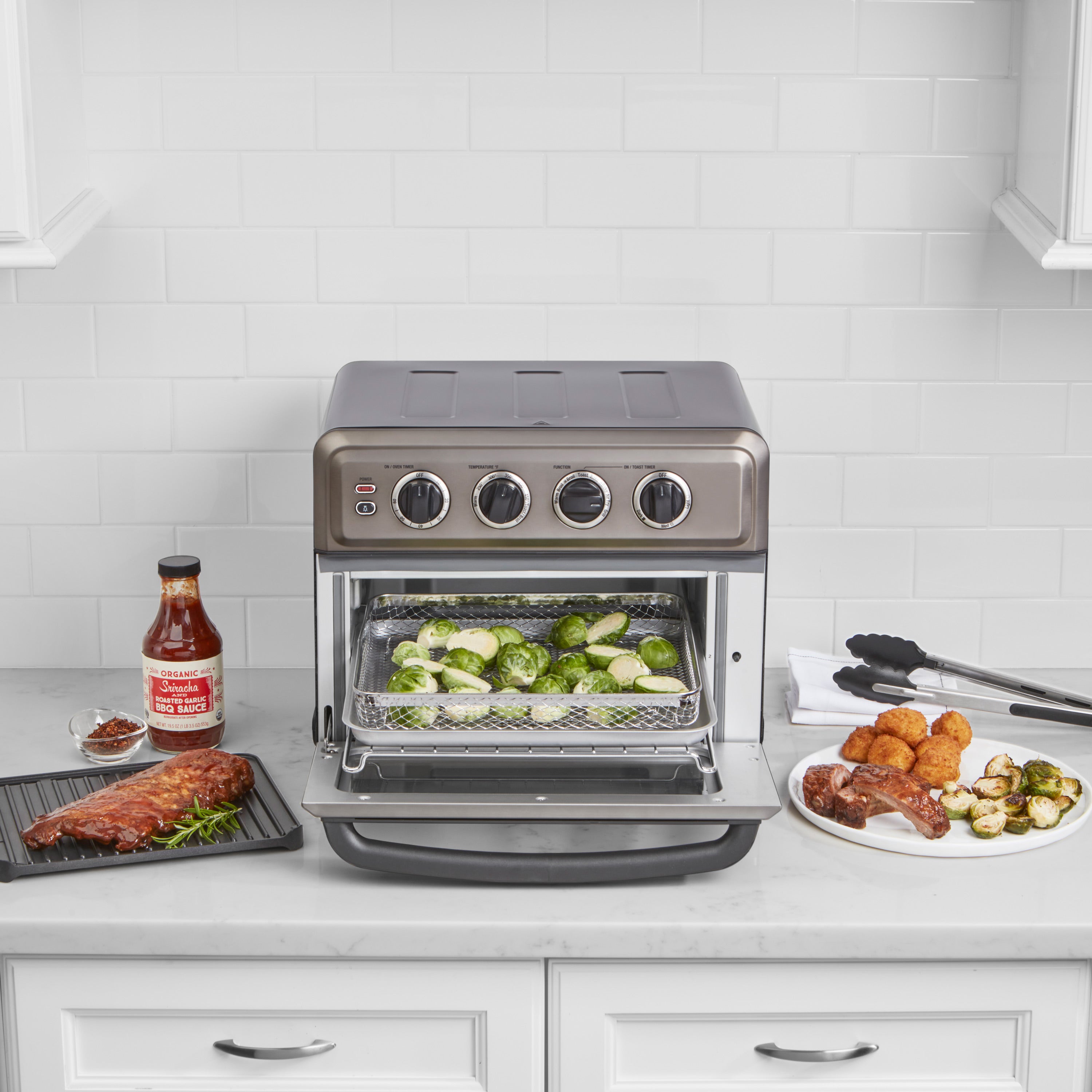 Air Fryer Toaster Oven with Grill - Black Stainless