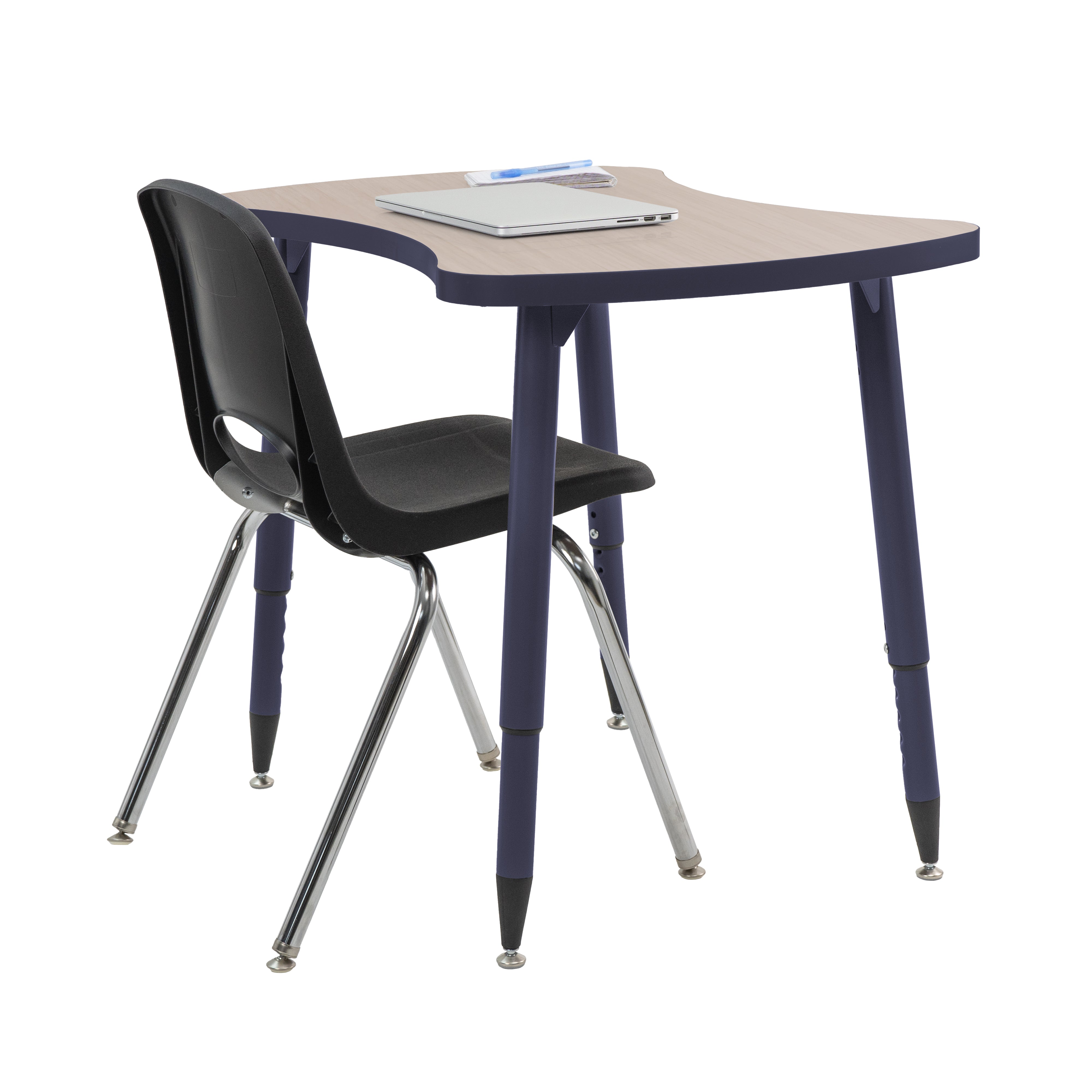 Adapte 25" x 37" Bowtie Thermofused Activity Table with Adjustable Tapered Legs - Asian Sand/Navy