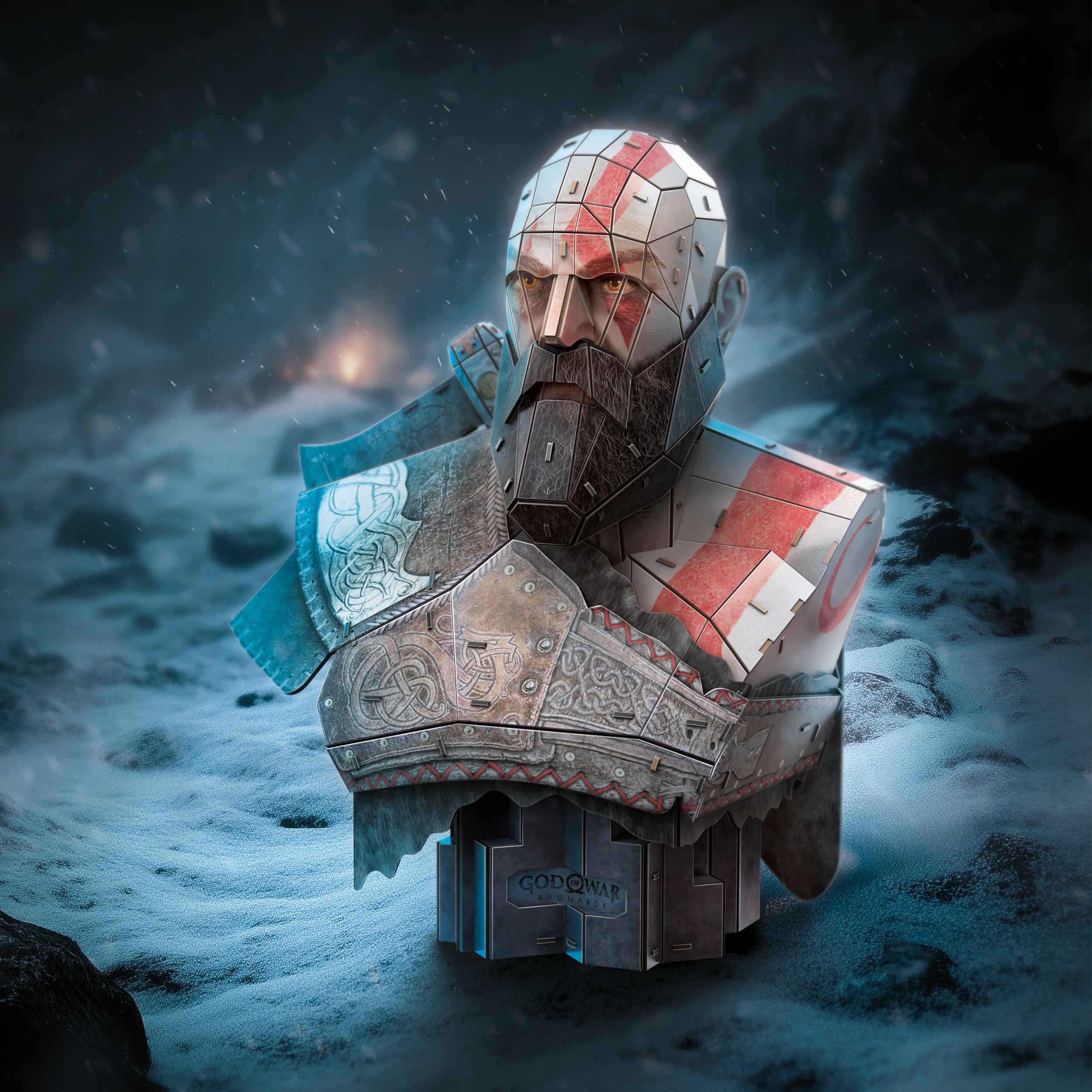 4D Build, God of War Kratos 3D Model Kit, PlayStation Game, Desk Décor, Adult Puzzles, Building Toys, 3D Puzzles for Adults & Teens, 150 Pieces, for Ages 12 & Up