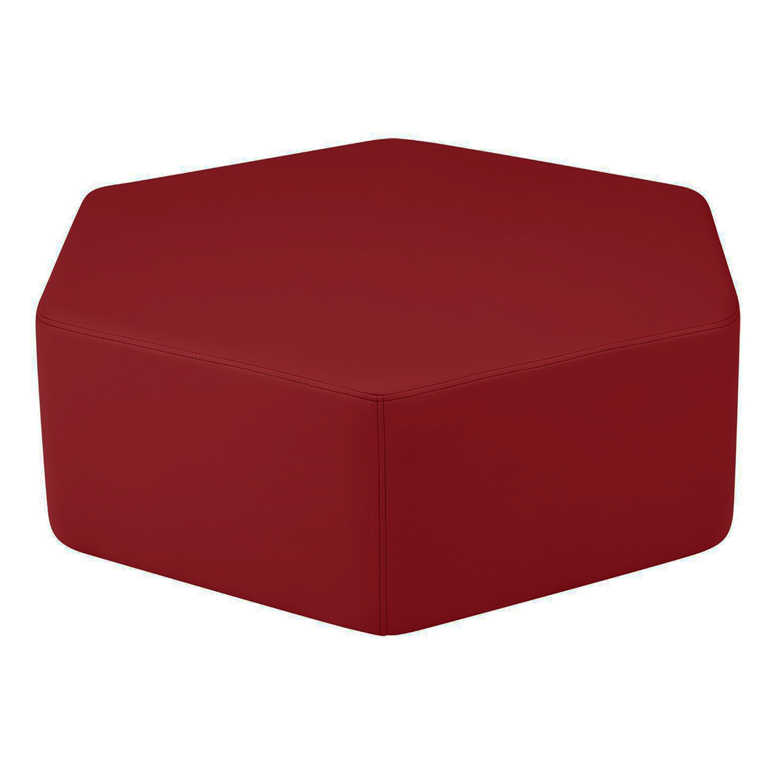 Pro Series Upholstered Hexagon Ottoman 12" Height - Crimson