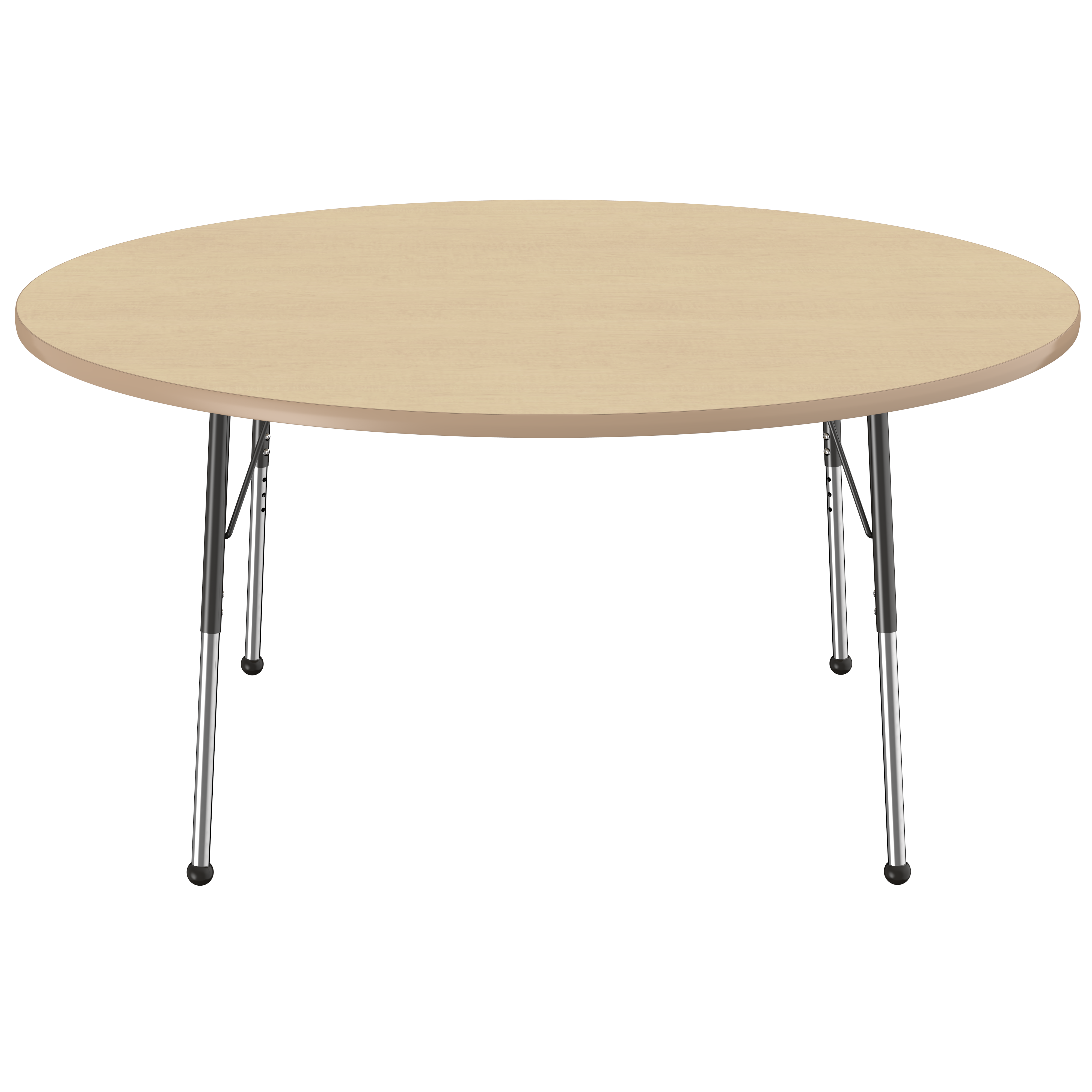 60" Round T-Molding Activity Table with Adjustable Standard Ball Glide Legs - Maple/Maple/Black