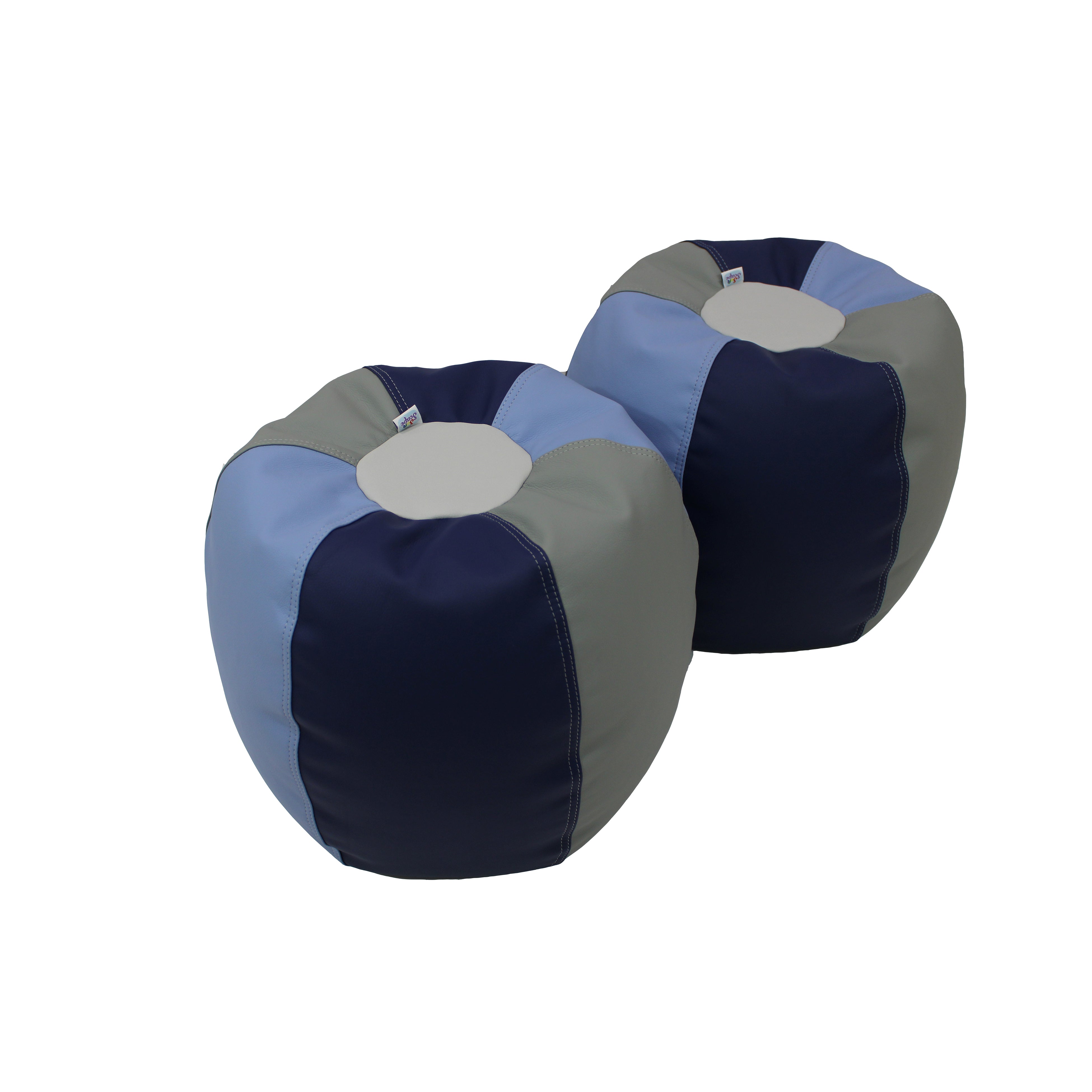 SoftScape Bean Bag Puffs 12" Height, 2-Piece - Navy/Powder Blue