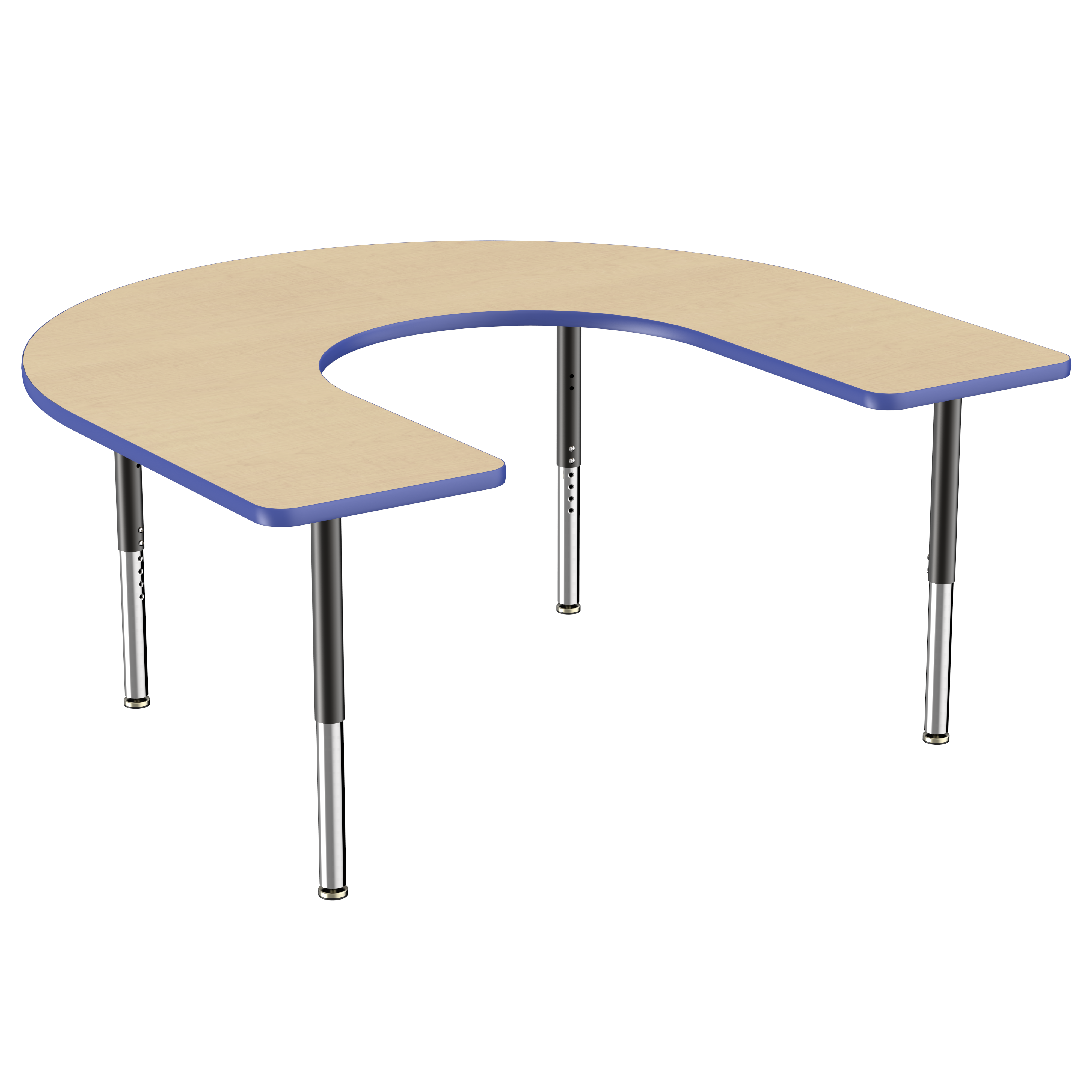 60" x 66" Horseshoe T-Molding Activity Table with Adjustable Super Legs - Maple/Blue/Black