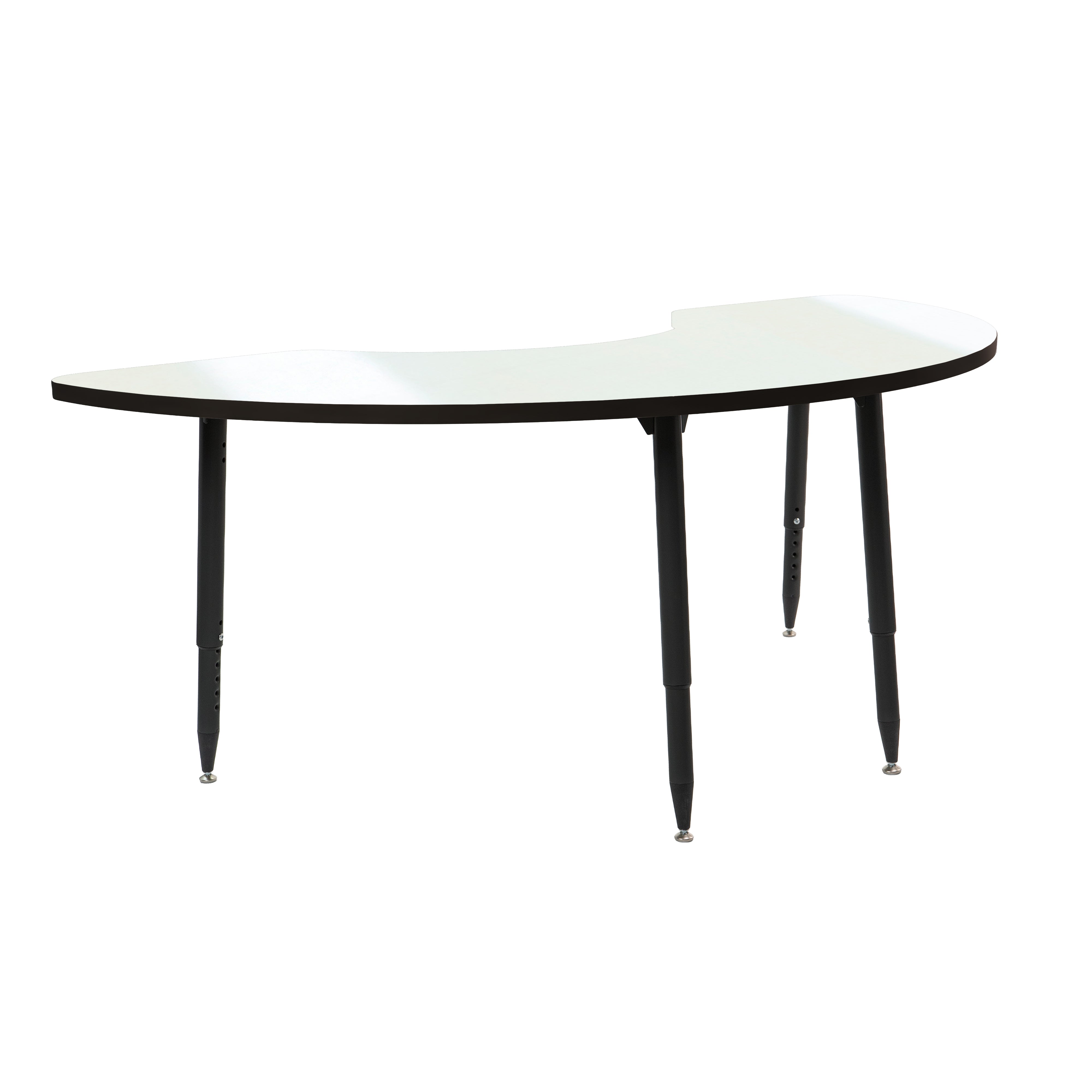 Adapte 36" x 72" Half Moon Dry-Erase Activity Table with Adjustable Tapered Legs - Whiteboard/Black