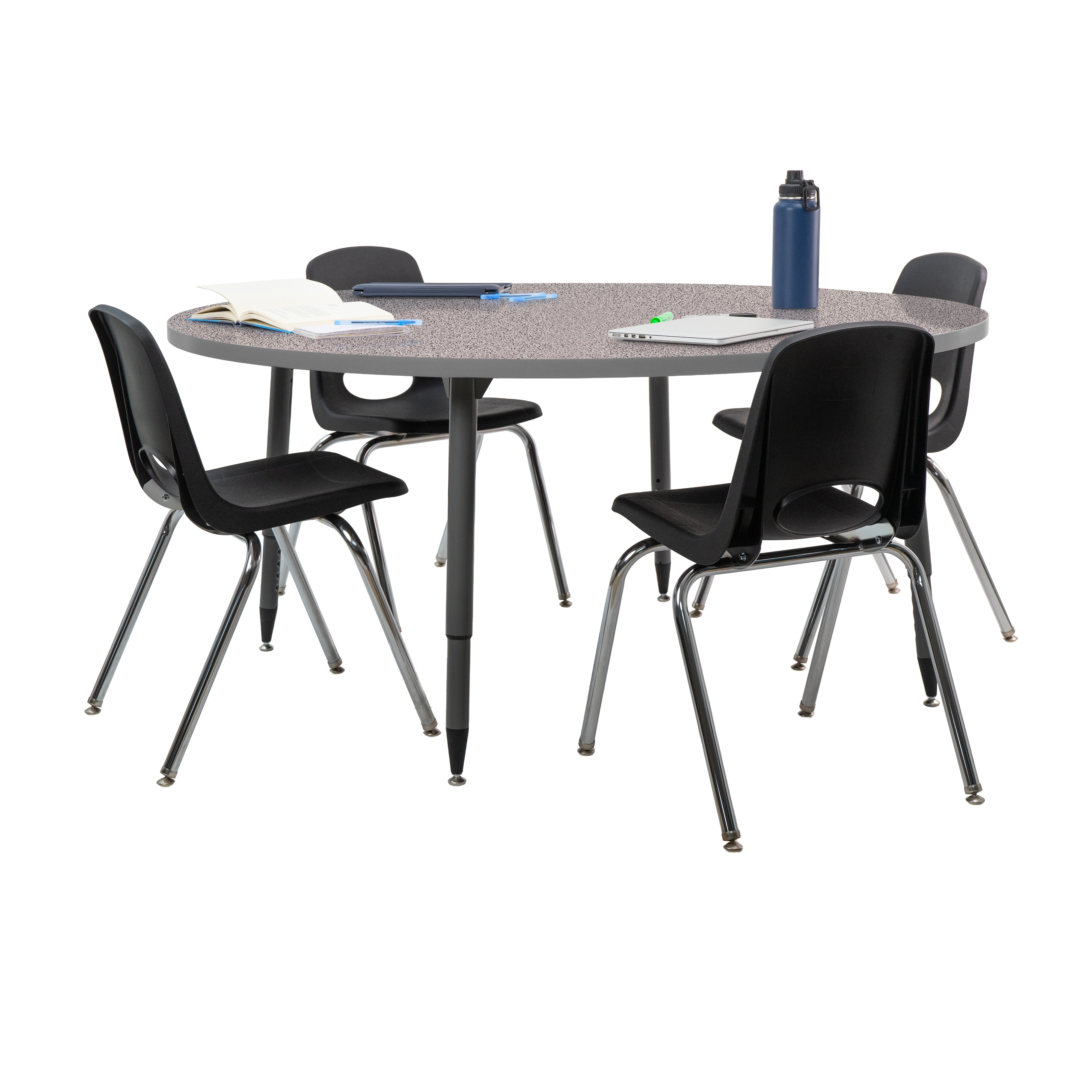 Adapte 60" Round Thermofused Activity Table with Adjustable Tapered Legs - Gray/North Sea