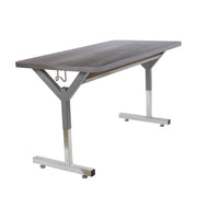 20" x 48" Rectangle Thermofused Table Desk with Adjustable Y-Frame - Gray Wood/Silver
