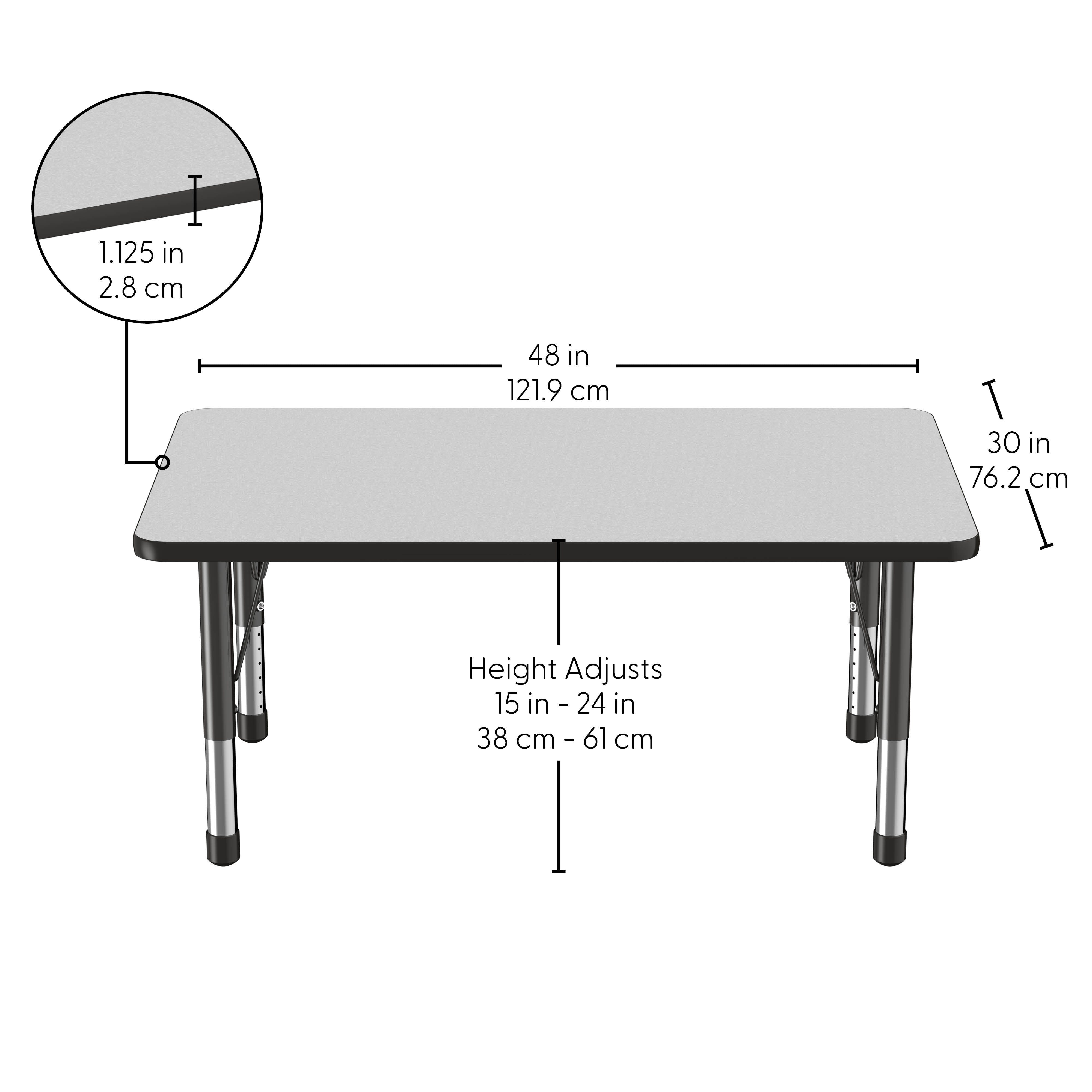 30" x 48" Rectangle Thermofused Activity Table with Adjustable Chunky Legs - Gray/Black