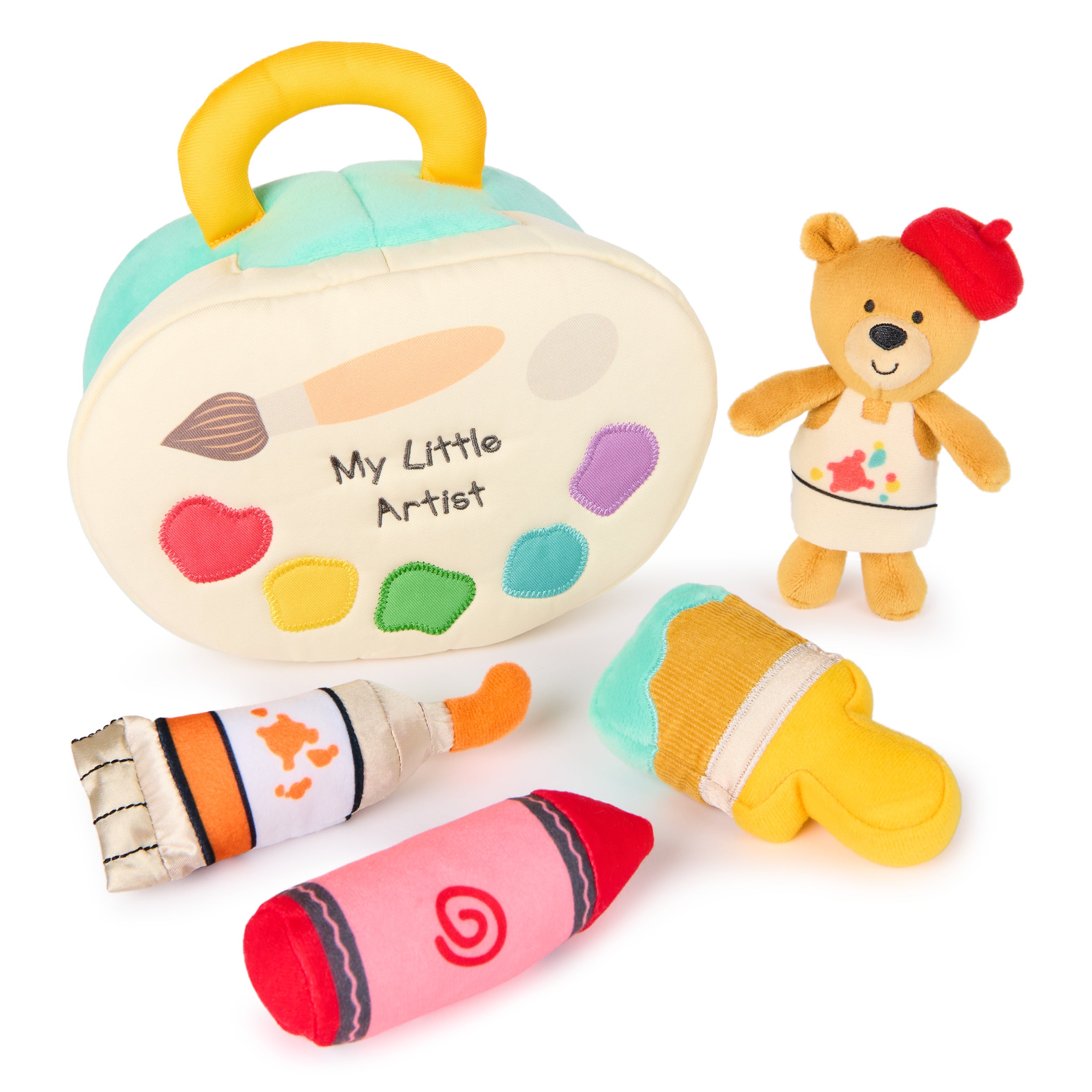 Baby GUND My Little Artist 5-Piece Plush Playset with Rattle, Squeaker and Crinkle Plush Toys, Sensory Toy for Babies and Newborns, 7.5”