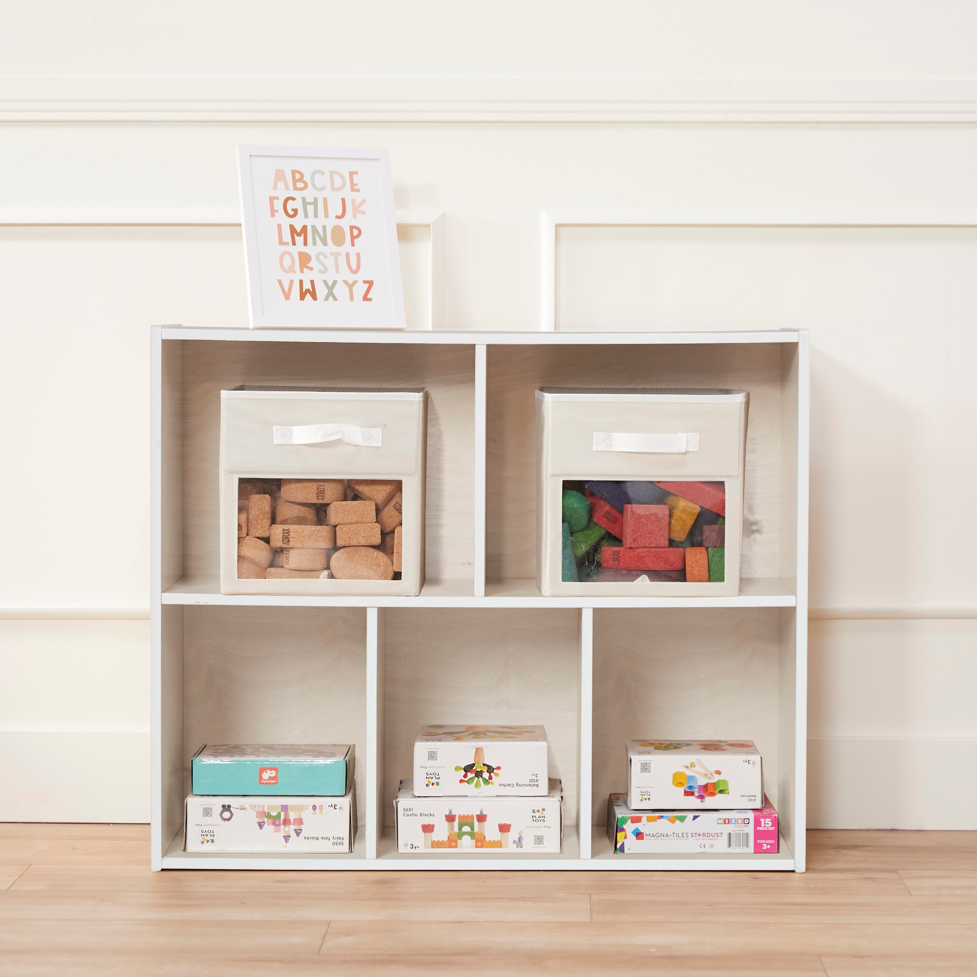 Streamline 5-Compartment Storage Cabinet 30in H - White Wash