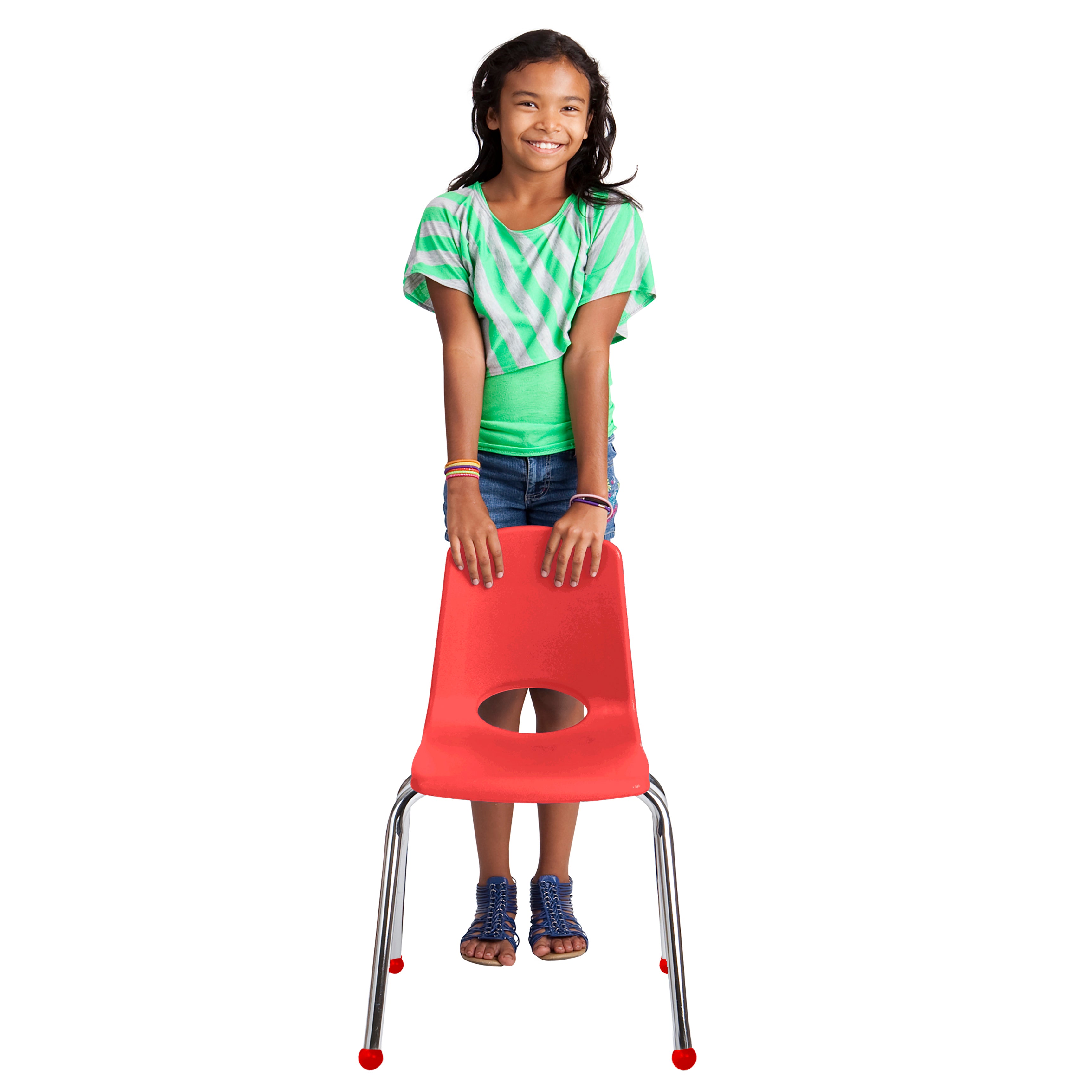 16" Stack Chair with Ball Glides - Red