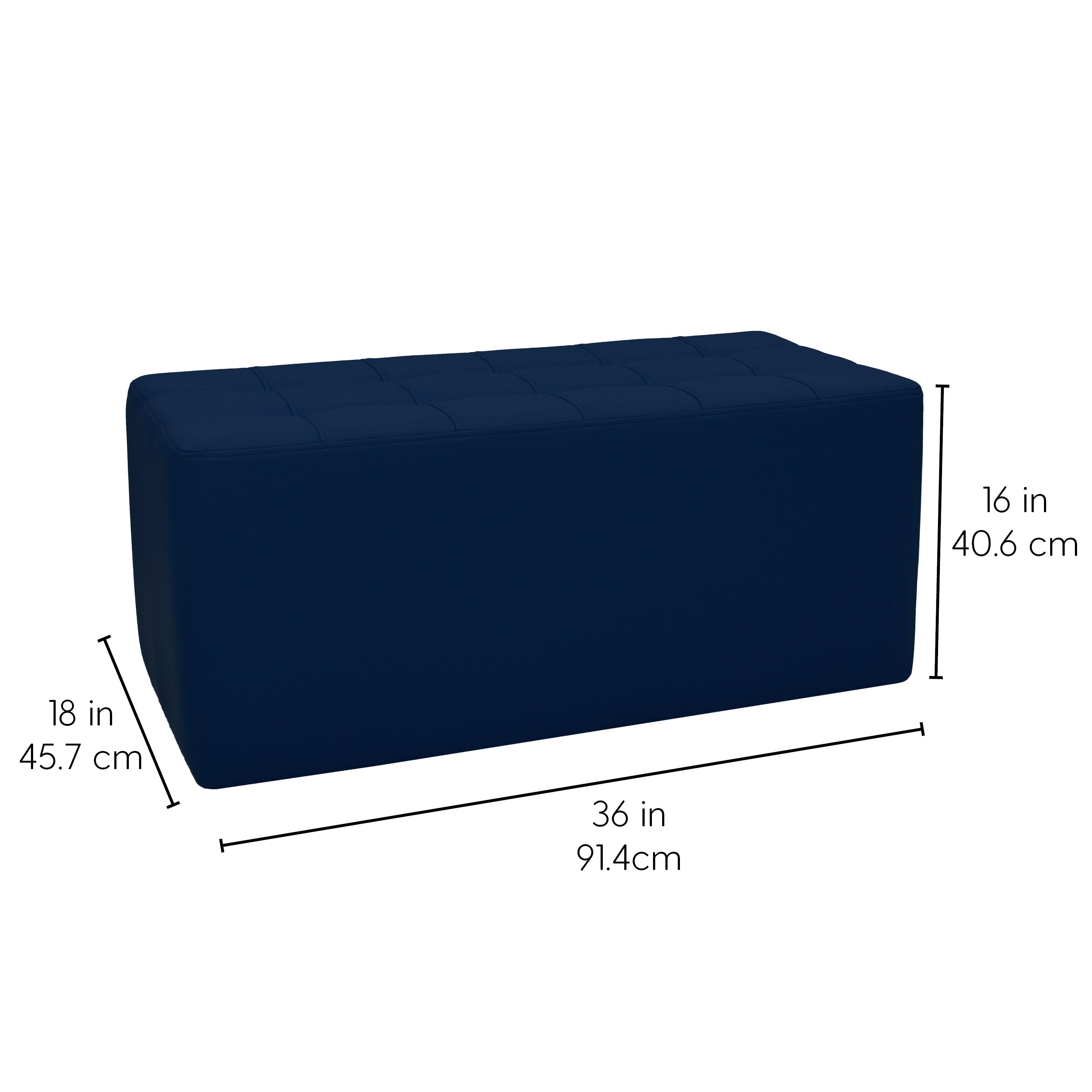 Tufted Rectangle Ottoman 16" Height - Navy