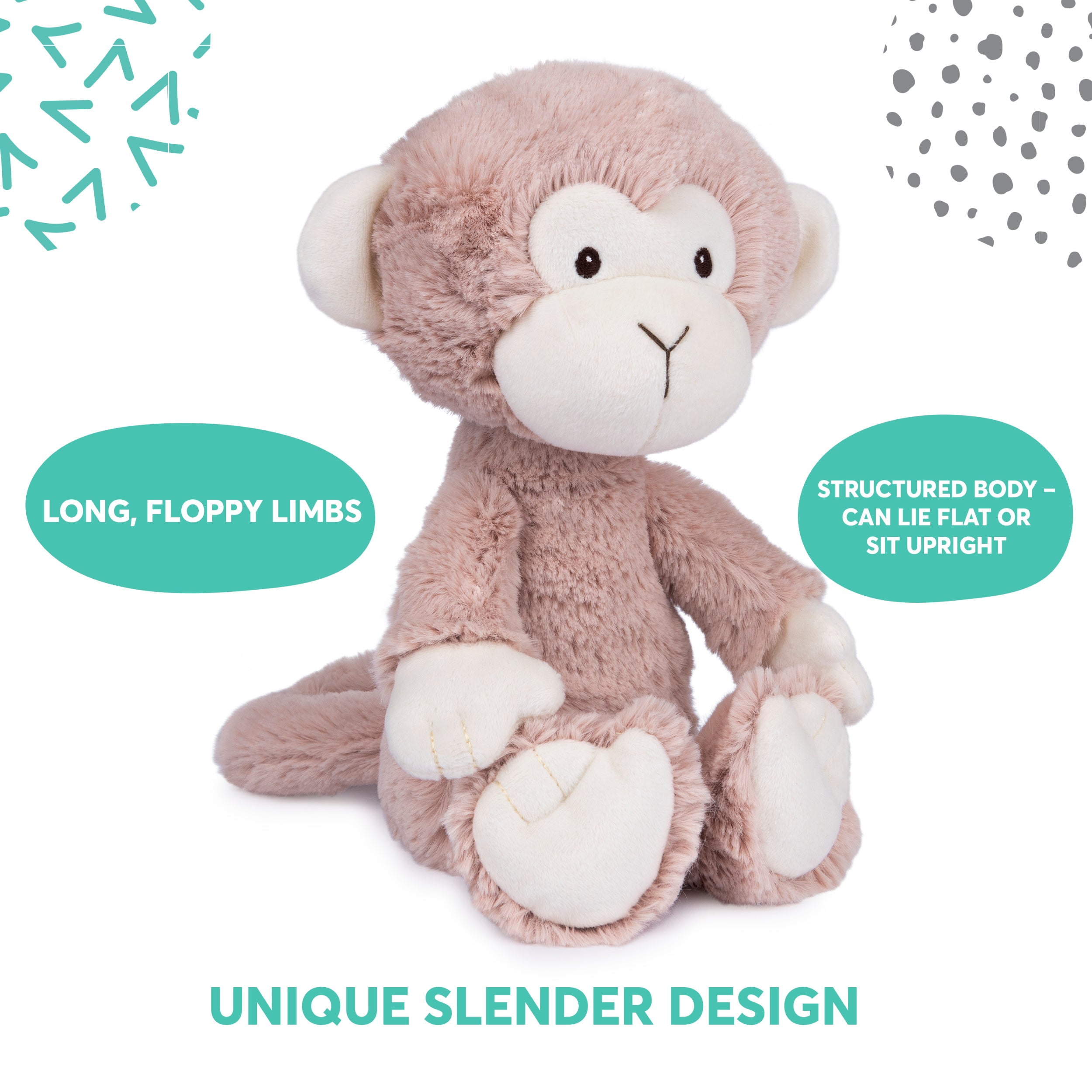 Baby GUND Lil’ Luvs Collection, Micah Monkey Premium Plush Stuffed Animal for Babies, Brown/Cream, 12”