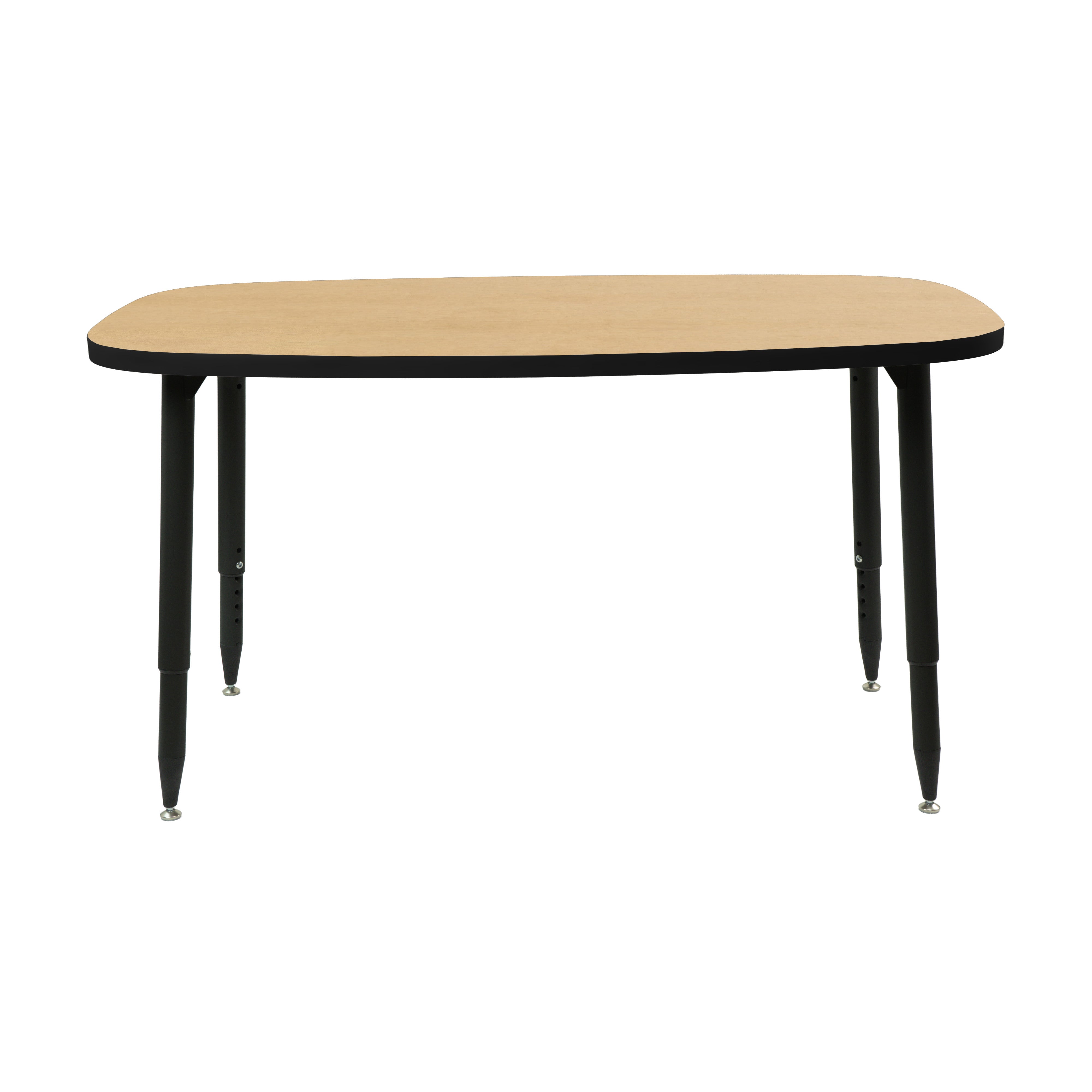 Adapte 31" x 50" Rounded Rectangle Thermofused Activity Table with Adjustable Tapered Legs - Maple/Black