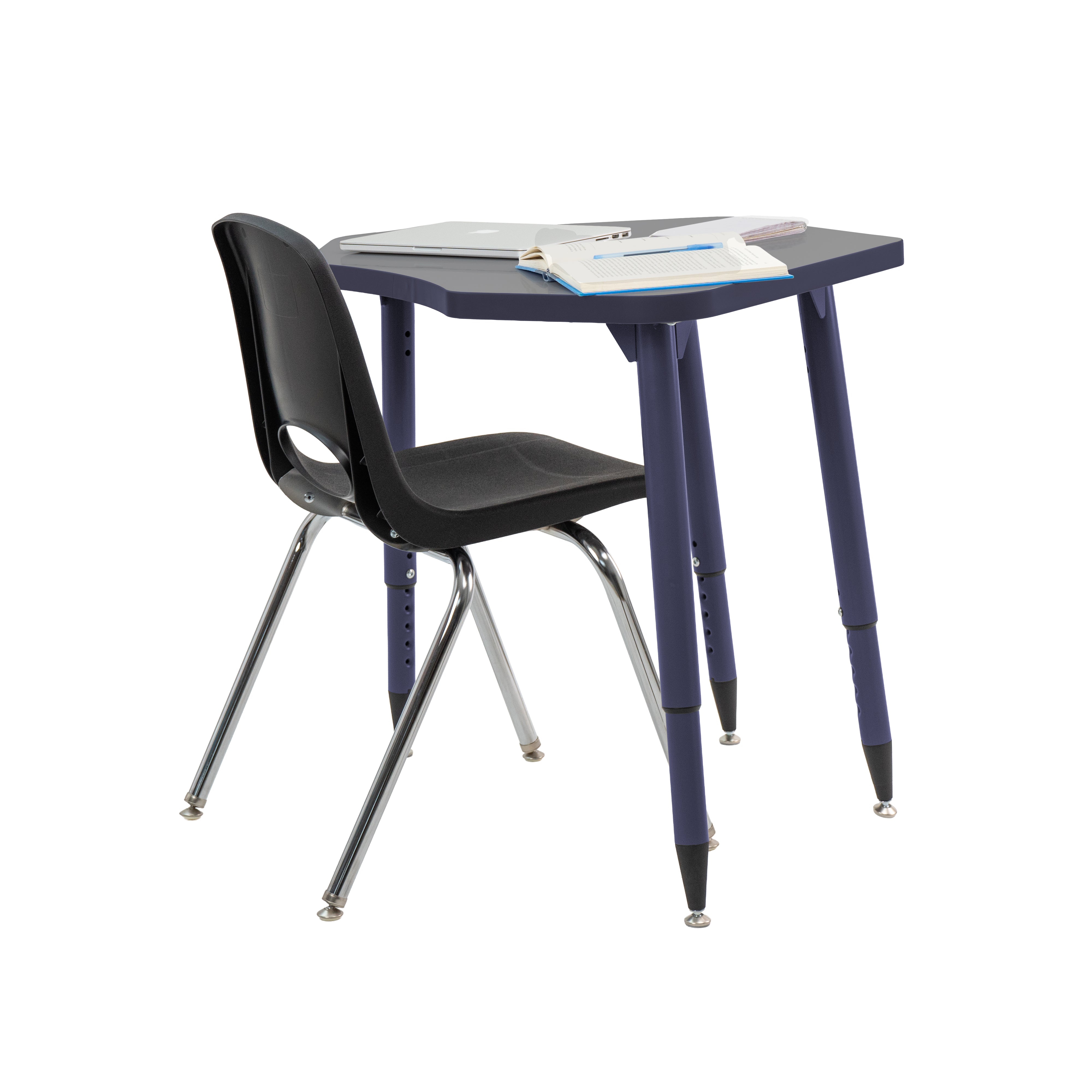 Adapte 24" x 36" Petal Thermofused Activity Table with Adjustable Tapered Legs - North Sea/Navy