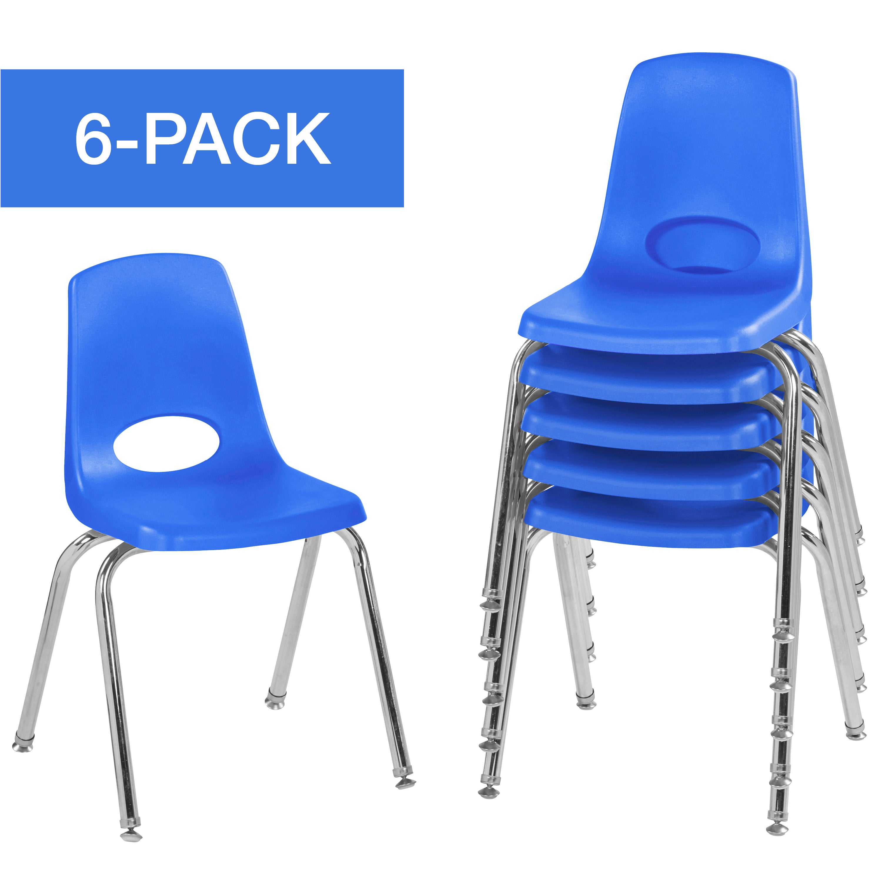 16" Stack Chair with Swivel Glides - Blue