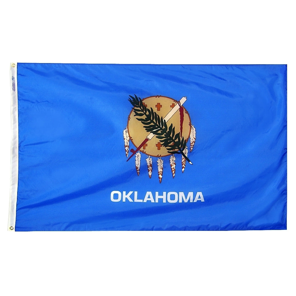 Oklahoma State Flag 4x6 ft. Nylon SolarGuard Nyl-Glo 100% Made in USA to Official State Design Specifications.